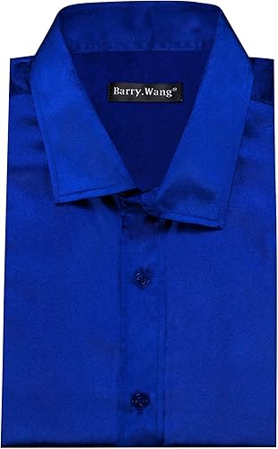 Miniatura 6 de Barry.Wang Camisas de vestir sólidas de manga larga para hombre, camisa formal, cuello alfiler, multicolor, negocios, casual, camisas con botones