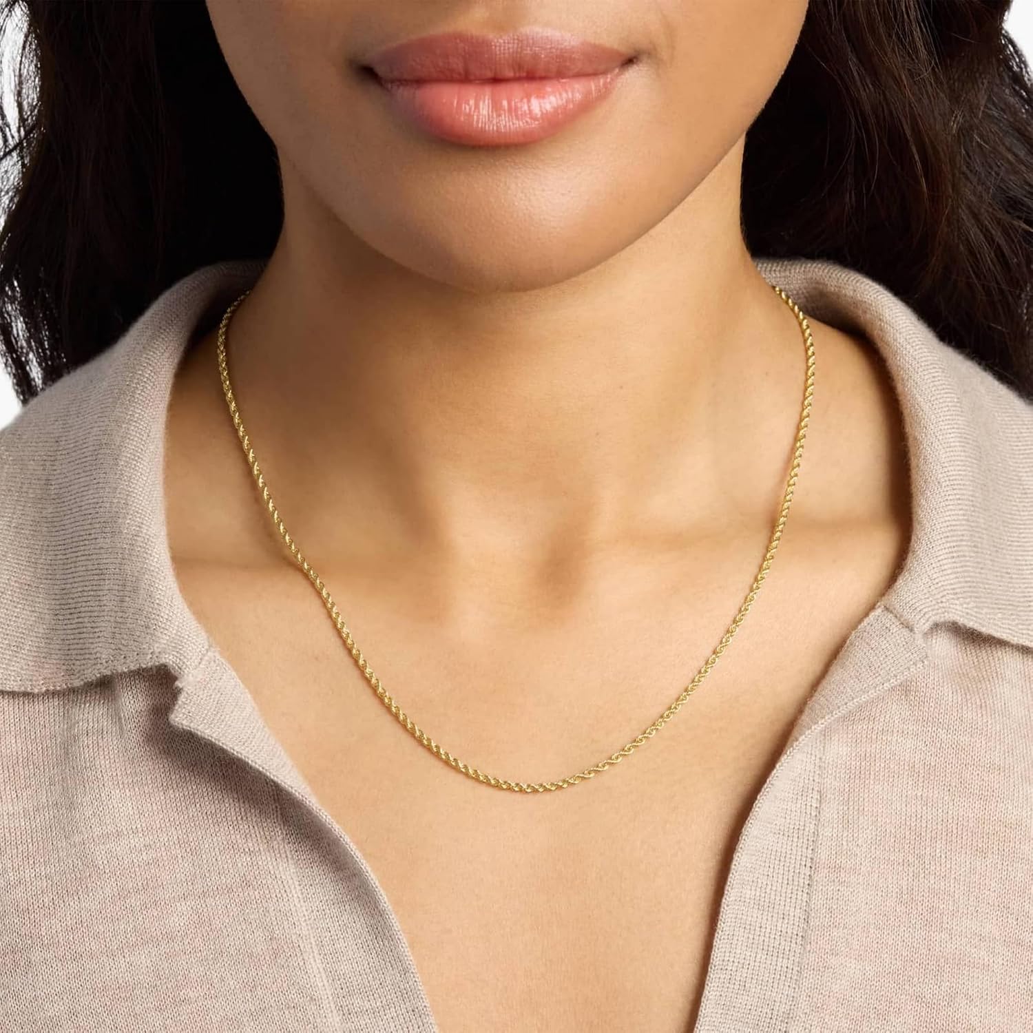 1.5mm/2mm/2.5mm Dainty Rope Necklaces for Women & Men Stackable 14K Gold Chain for Men Simple Trendy Womens Necklaces Waterproof Non-tarnish Gold Jewelry Unisex Gift Lifetime Quality