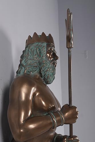 Miniatura 8 de Nautical Tropical Imports Neptune King of the Sea - Escultura de pared grande Poseidón con acabado en bronce Trident Verde