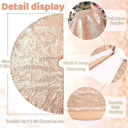 Miniatura 126 de Falda de árbol de Navidad de lentejuelas: Falda de árbol de bronce de 24 pulgadas, falda de satén con lentejuelas Falda de árbol pequeño