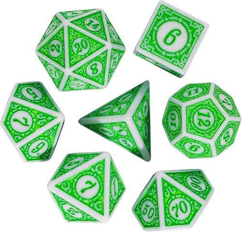 Miniatura 6 de Poludie Juego de dados DND de 7 piezas, diseño único de entramado de ventana con bolsa de dados de cuero, dados poliédricos para Calabozos y