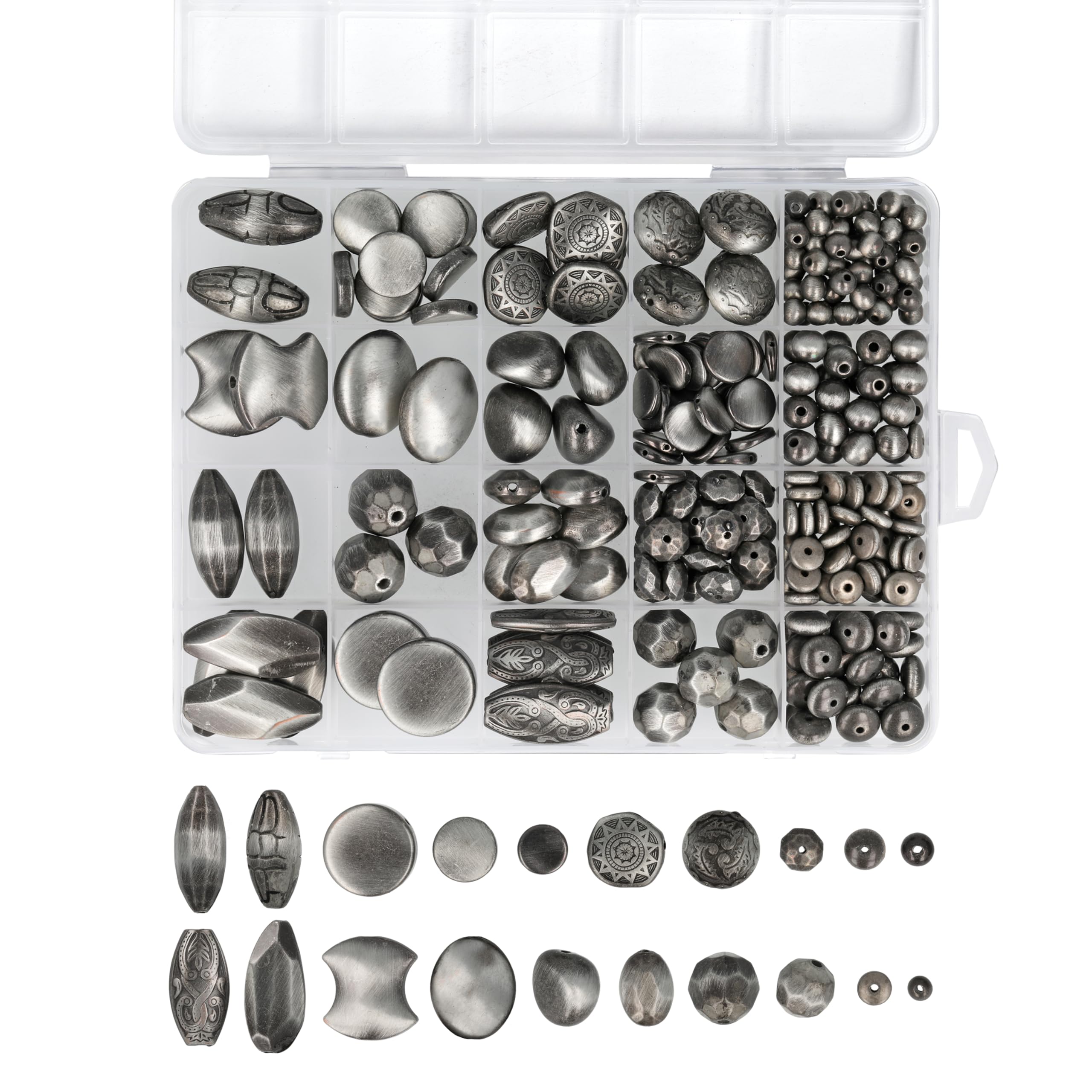 Perles acryliques argenté antique pour kit création bijoux et perles pour bracelet DIY