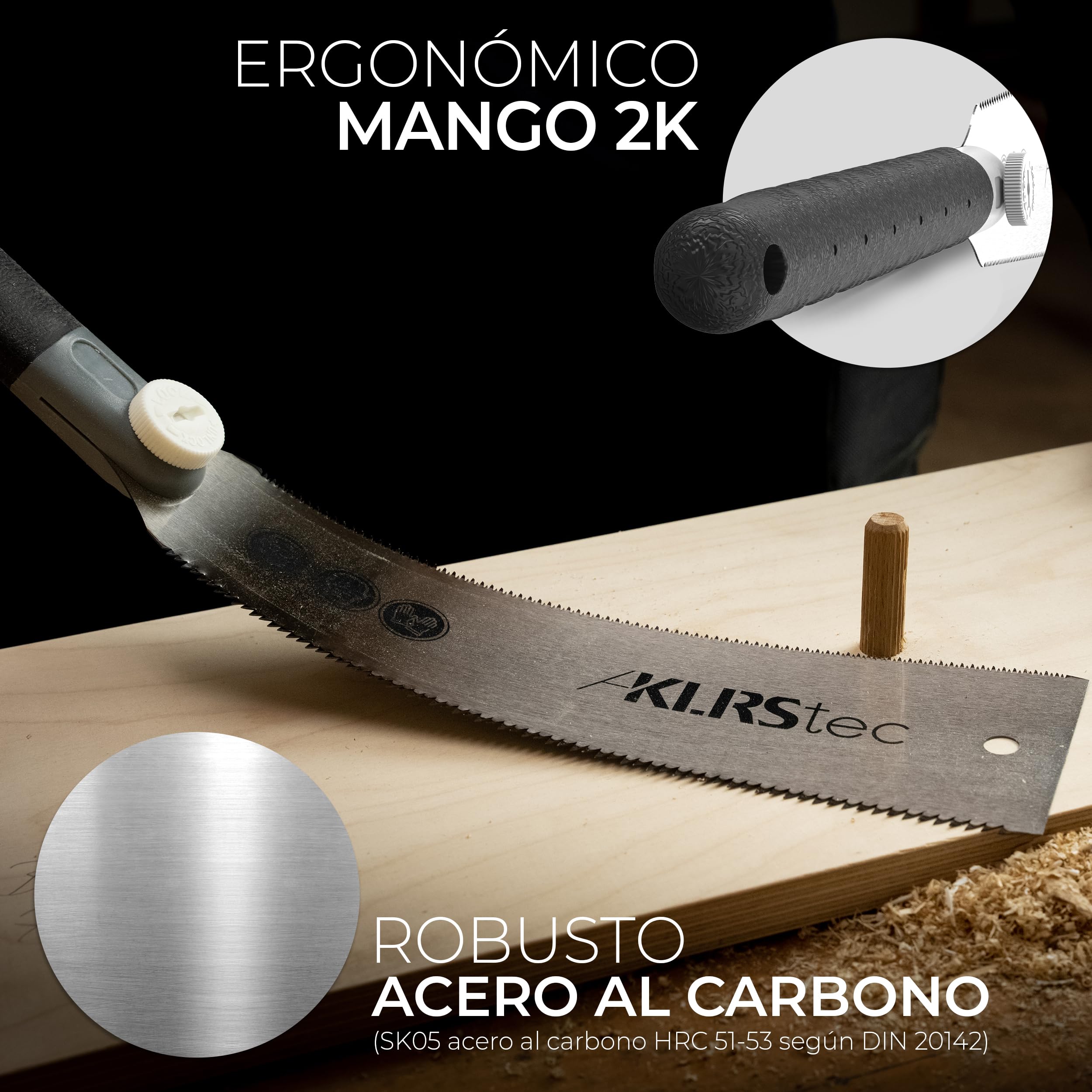 KLRStec® Sierra japonesa profesional para cortes de precisión | Sierra fina de doble cara dentada Ryoba de 240 mm | Perfecta para trabajos con madera y plástico