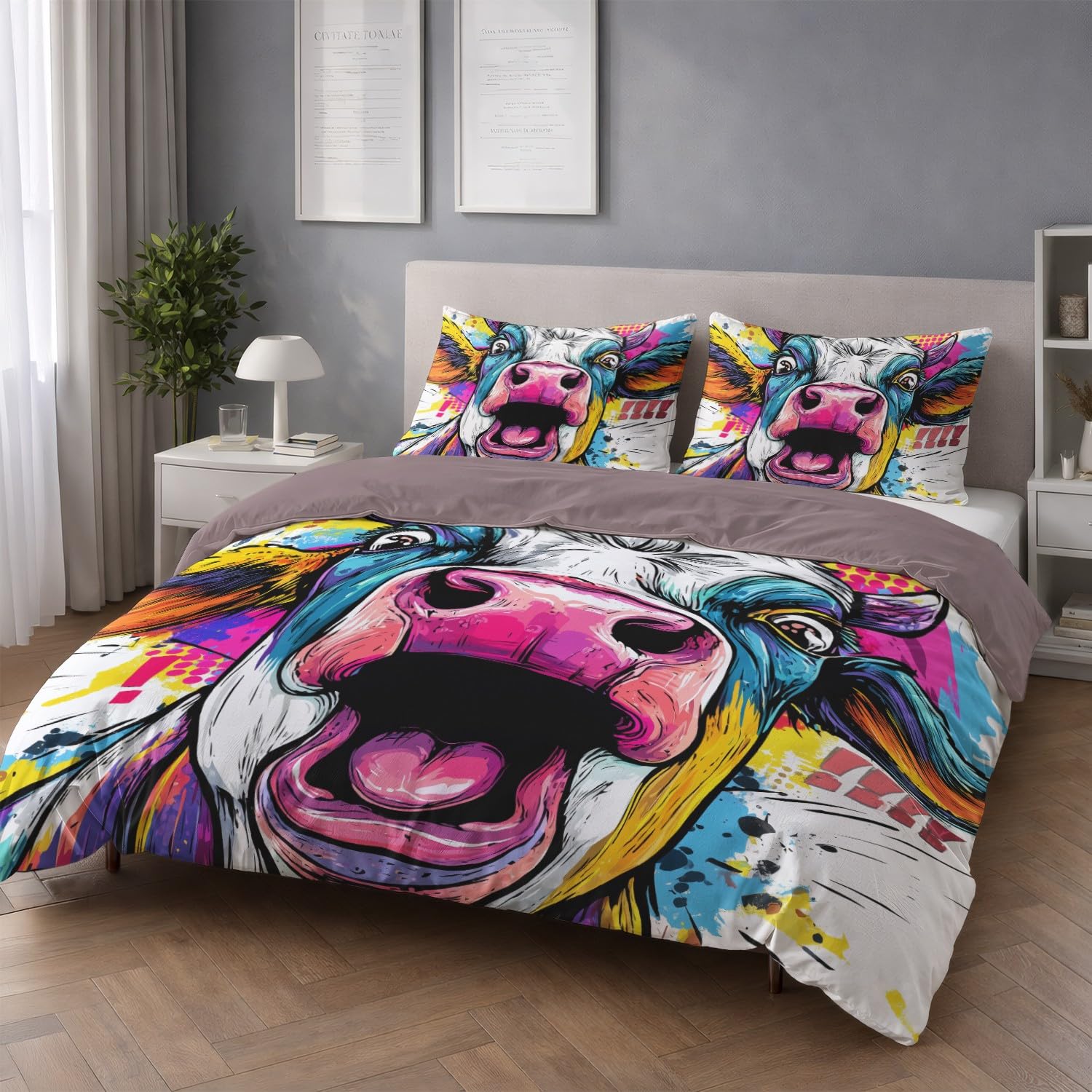 Zestaw pościeli Cartoon King 229 x 221 cm, miękki zestaw pościeli ze szczotkowanej mikrofibry poszewka na kołdrę z poszewkami na poduszki, nie wymaga prasowania zestawy pościeli z zapięciem na zamek