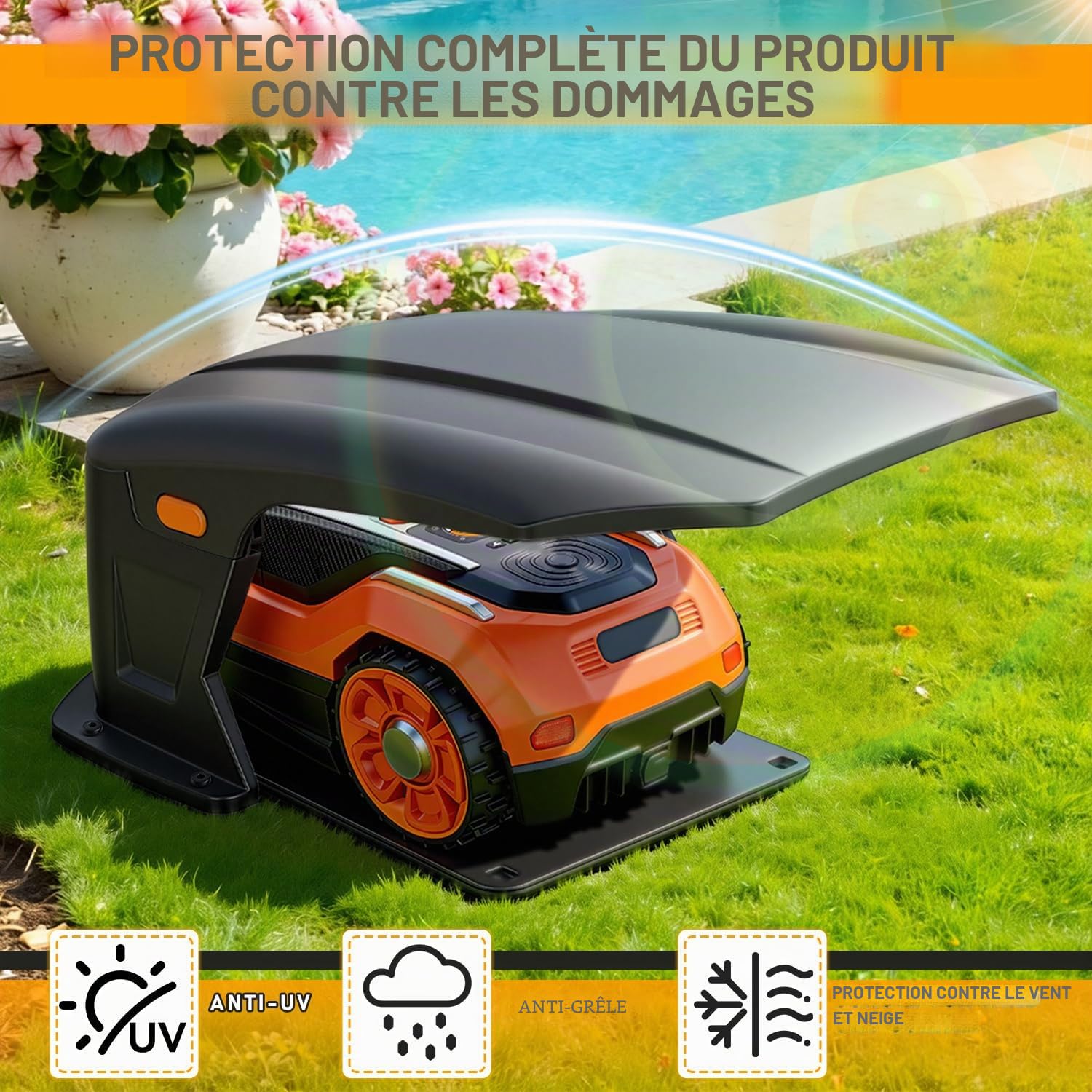 Mähroboter Garage Pliable Compatible avec Station de Charge Auvent de Protection pour Robot Races Accessoires pour Mähroboter Pas de Blocage de Signal Protection UV, Protection Contre