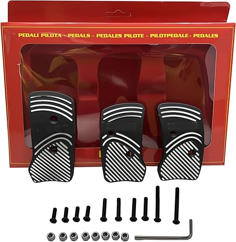 Miniatura 1 de Surla Negro Aluminio Antideslizante Pedal Deportivo Pastilla de Freno Cubiertas Manual Coche 3 PC (Negro)