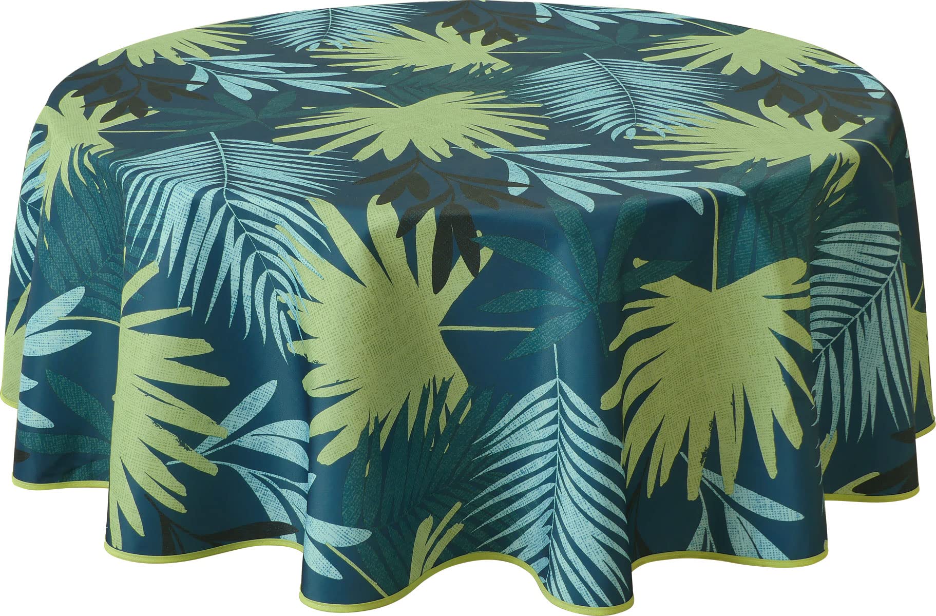 Le linge de Jules - Mantel Antimanchas Bali Redondo 160 cm, Azul, Verde