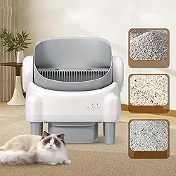 Banheiro Gato,Caixa de areia Autolimpante Para vários Gatos - Caixa de Areia Automática para Gatos com Autolimpeza - Remoção de Odores com Controle por APP (Grande)