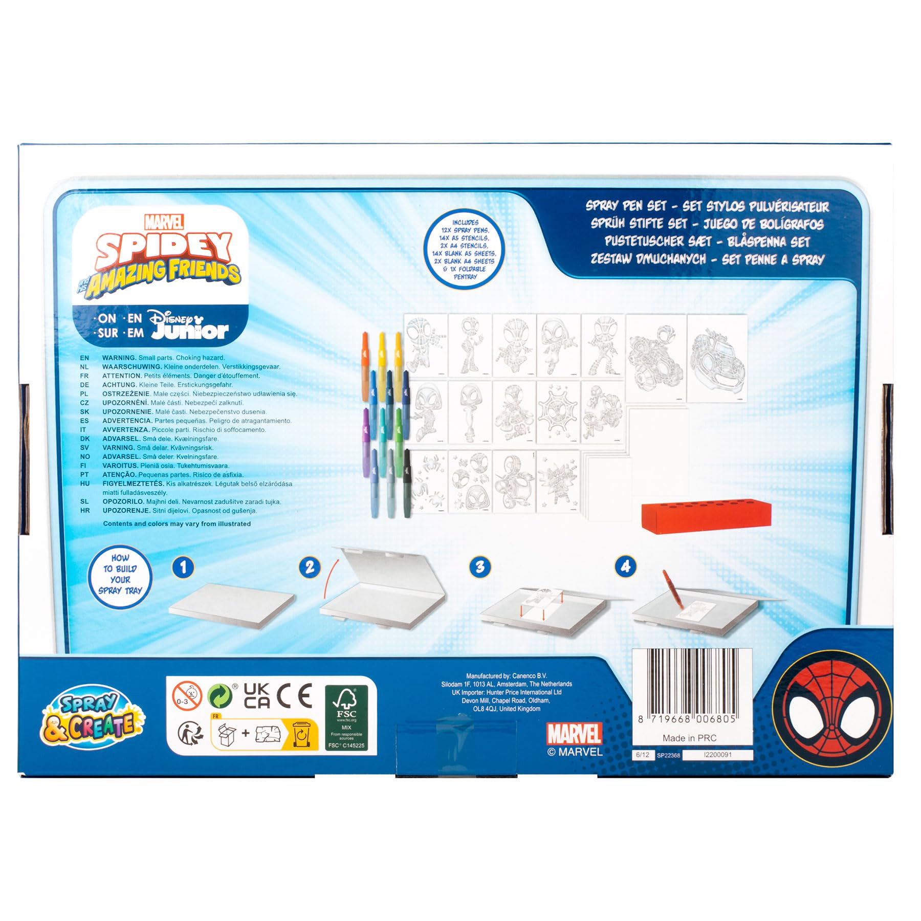 Disney - Marvel - Spidey and his Amazing Friends - zestaw pisaków w sprayu - kolorowe pisaki dla dzieci - zestaw do kolorowania z kredkami i koloryzującymi stronami