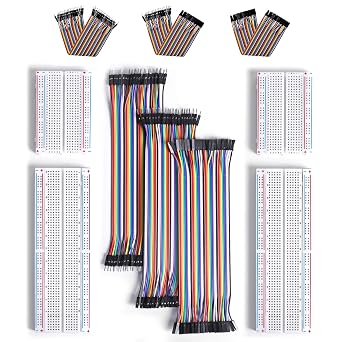 Solderless Breadboard and Jumper Wires Kit, 830/400 Tie Points Boards and Jumper Wires, Compatible for Single Board Computers or Arduino Projects 4 Breadboards Kit