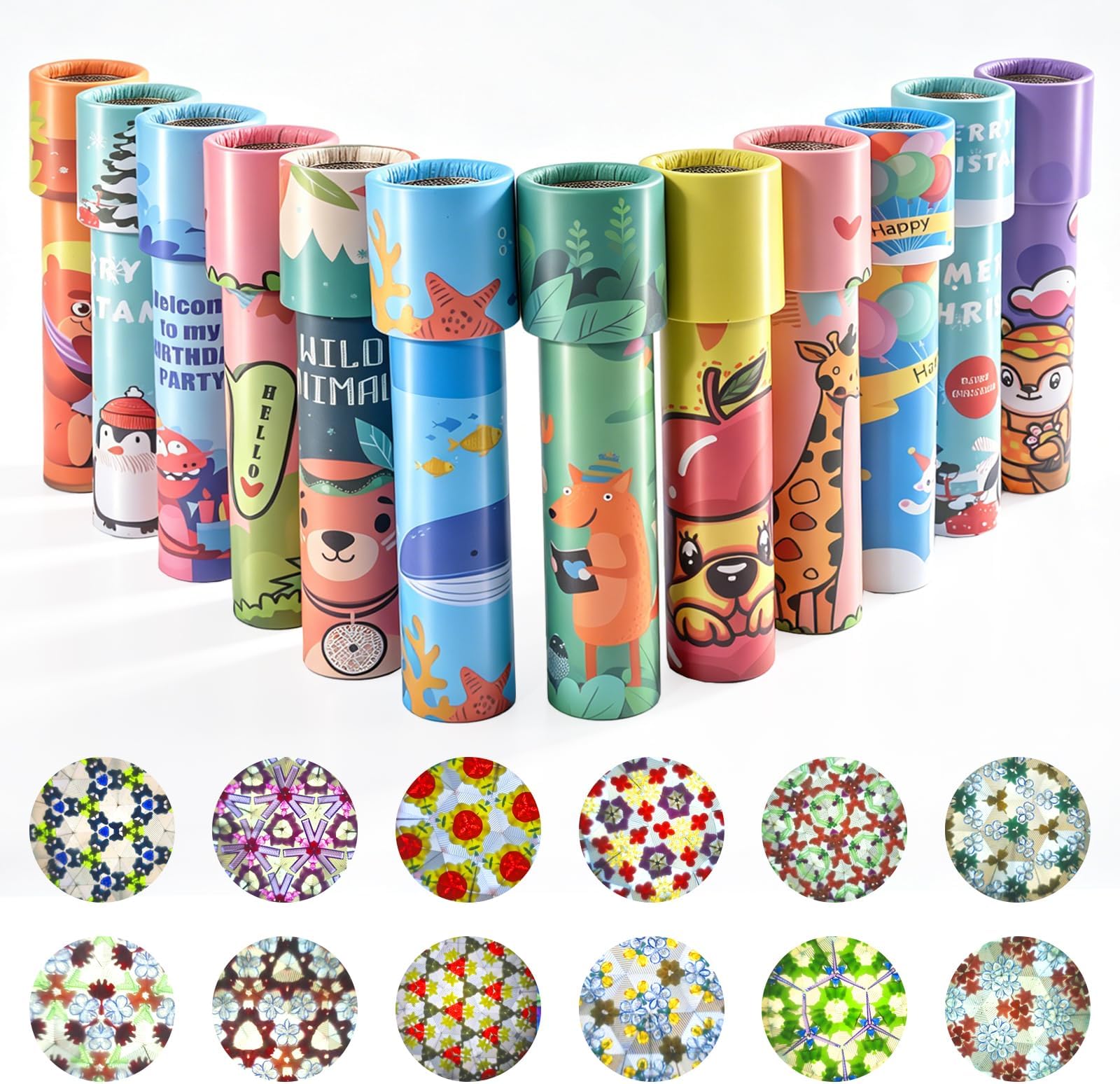 12 Pcs Classic Kaleidoscope Toys Vintage Retro Kaleidoscopes Educational Toys Pass the Parcel Gifts for Kids Return Gifts for Birthday Party Kids Christmas Stocking Stuffers Random Patterns