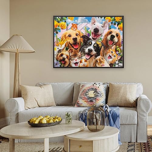 Miniatura 3 de Rompecabezas para adultos de 1000 piezas, Happy Pets  Piezas gruesas y resistentes que encajan perfectamente  Actividad familiar desafiante  27 x 20