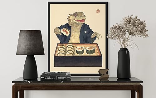 Miniatura 5 de Bearded Dragon Eating Sushi Japanese Wall Art Print Poster, Quirky Animal Poster, Retro Funny Animal Food Art Print, Unique Kitchen Dining Room Wall
