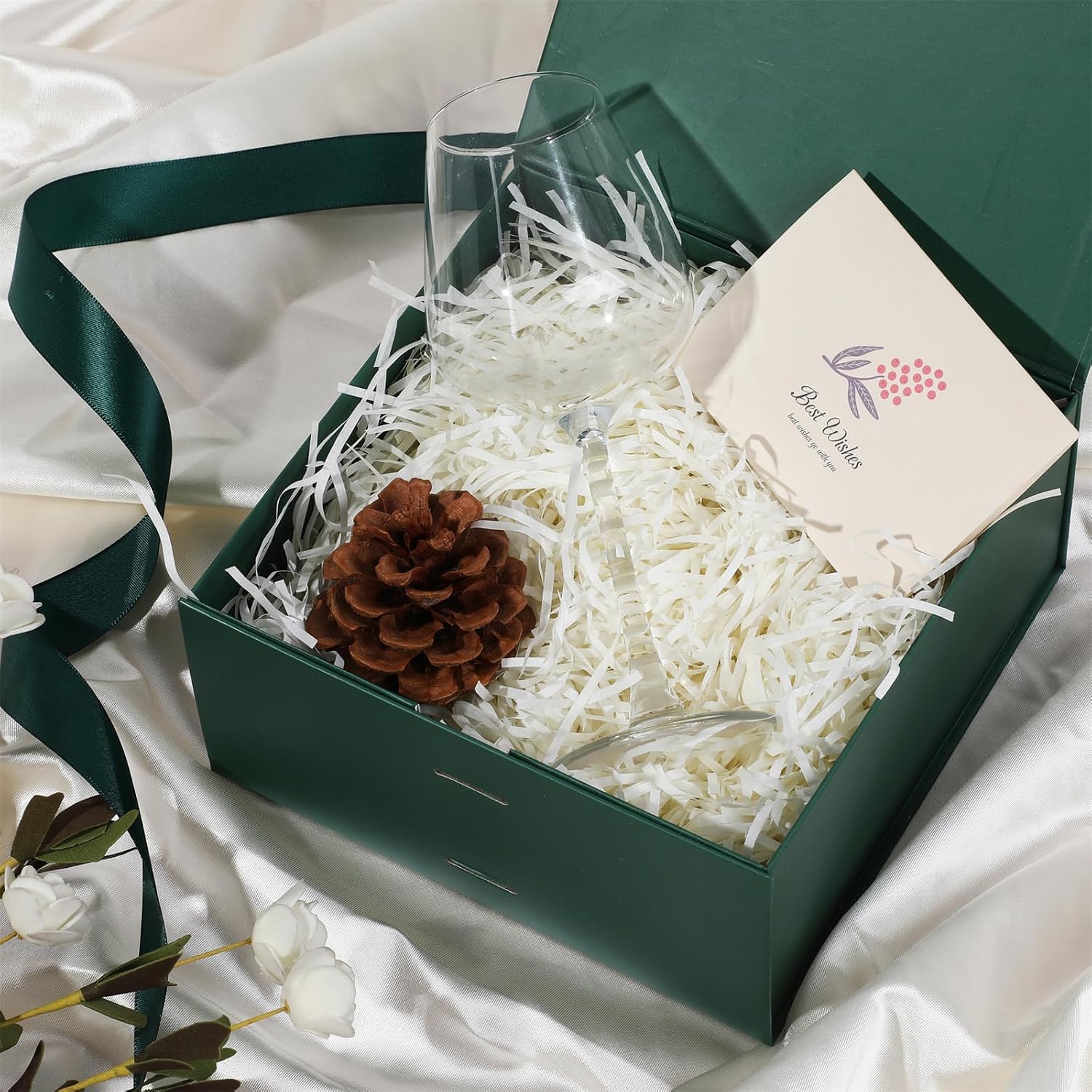 OEMVALATY Green Gift Box,10x10x5 Inches Gift Boxes with Lids for Presents with Magnetic Closure and Ribbon for Wedding,Storage,Birthday(5-Pack)