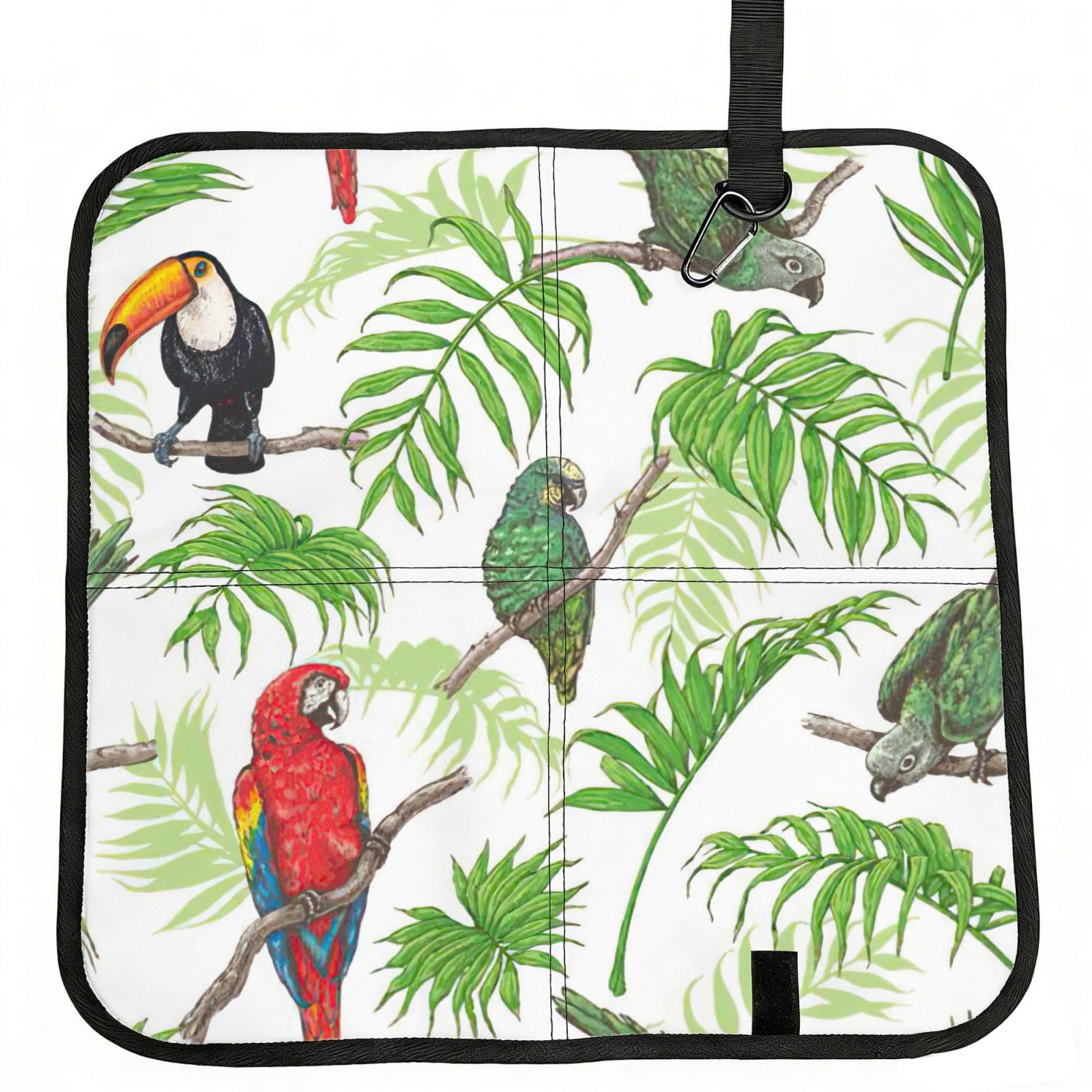 bghdfa Parrot Birds And Tropical Tree Print Outdoor Sitting Mat Waterproof Oxford Cloth Seat Cushion Folding Foam Camping Seat For Picnic