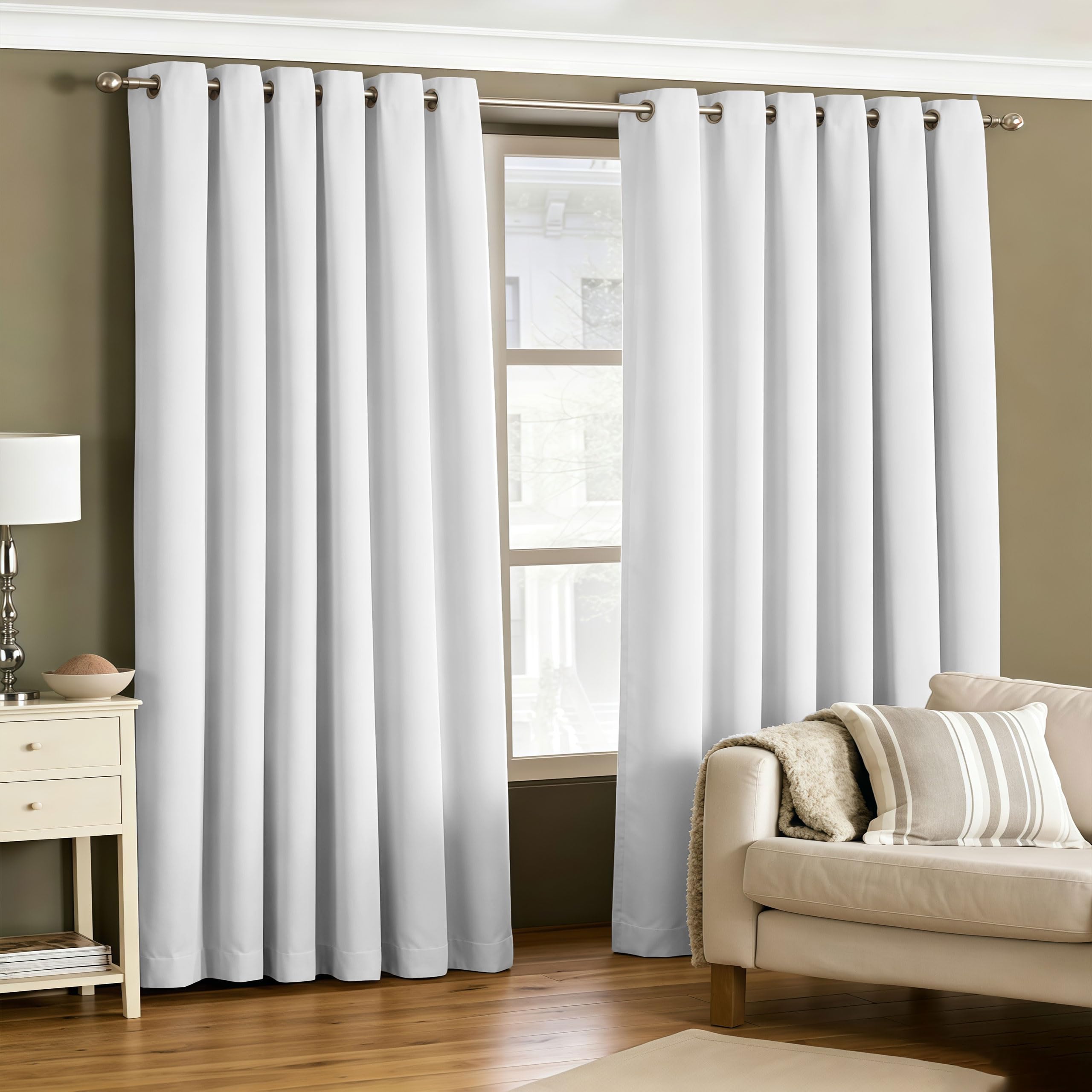 LIUJYUAN Blackout Curtains 130 x 295 cm Room Darkening, Privacy Protection Thermal Curtains, Neutral Drapes Insulated Soundproof for Bedroom, Living Room, Door, White