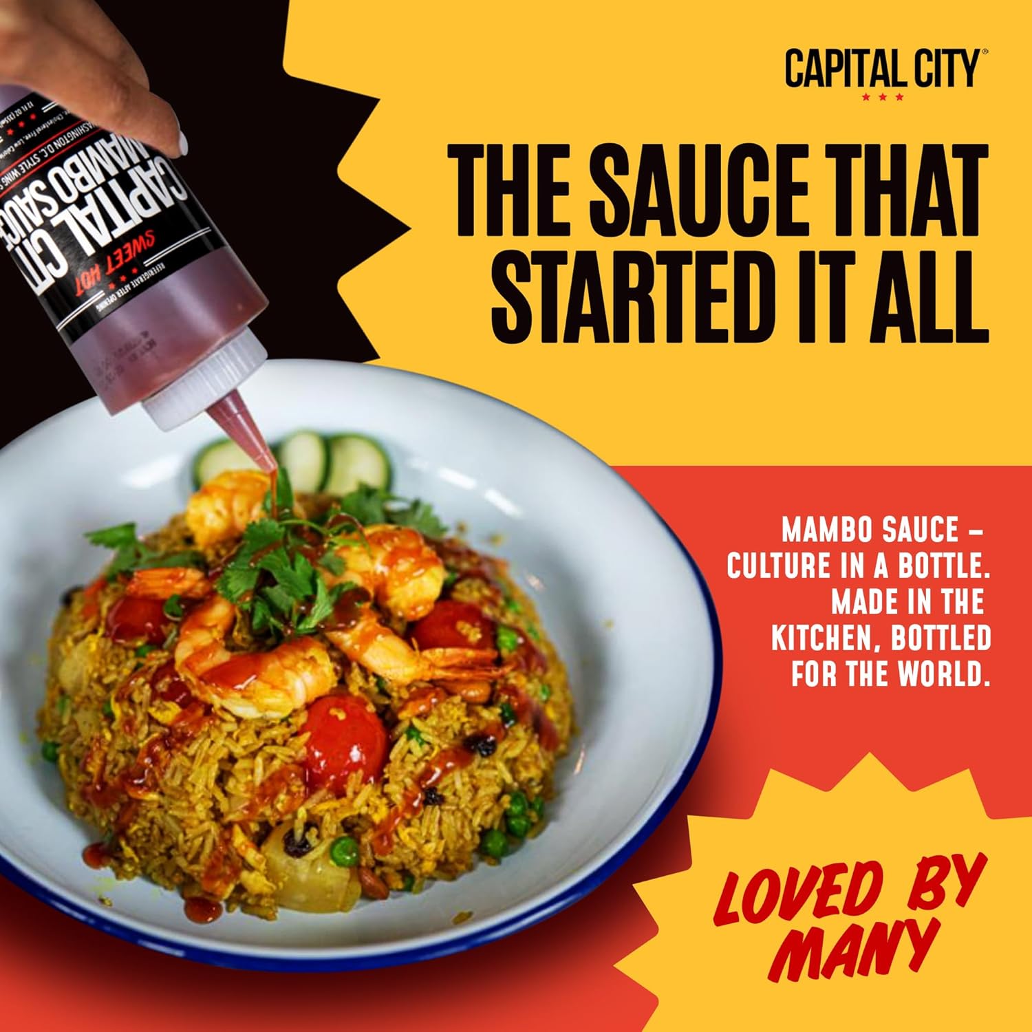 Capital City Mambo Sauce Sweet Hot, Washington DC Wing Sauces, Perfect Condiment for Wings Chicken Pork Beef Seafood Burgers Rice or Noodles, 12oz (2 Pack)