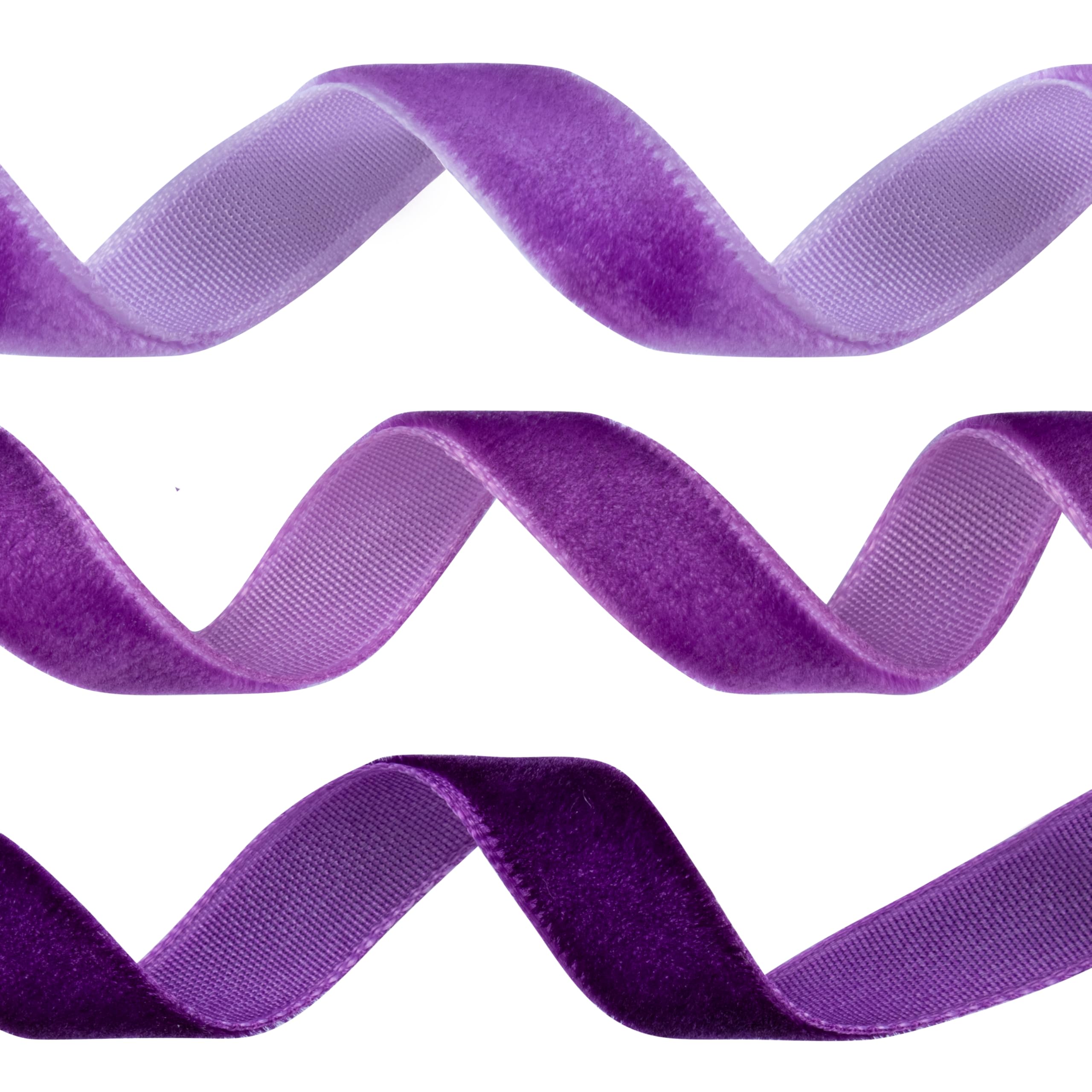Foshird 3 Rolls Purple Velvet Ribbon Series 10mm x 10 Yards Thin Purple Ribbon for Gift Wrapping Christmas Tree Hair Bows Crafts DIY Florist Décor Party — image 1