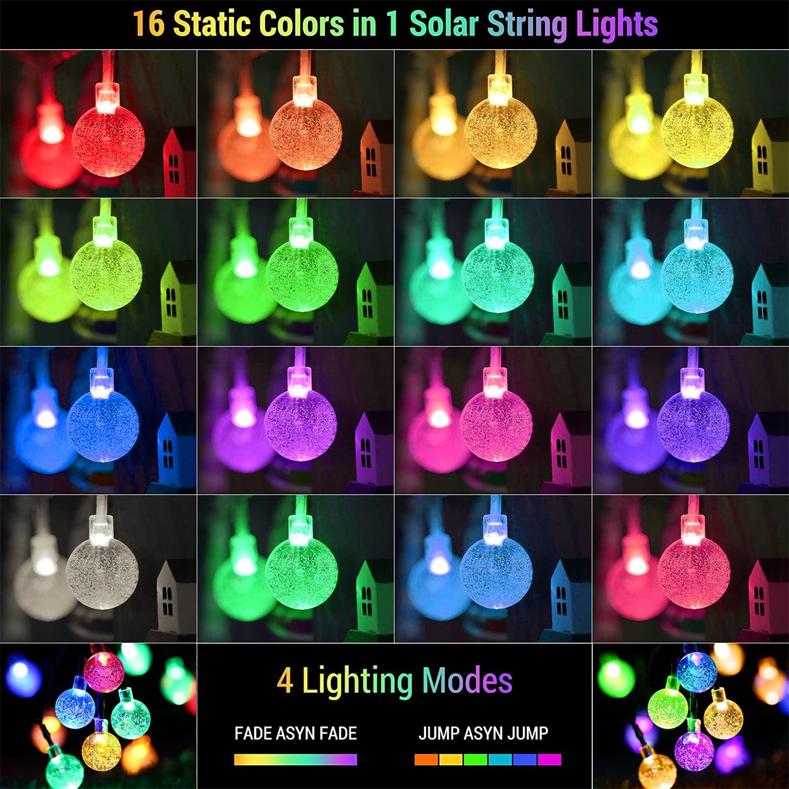 Amazon.com: XEWEA Solar String Lights Outdoor 16 Colors 66 LED