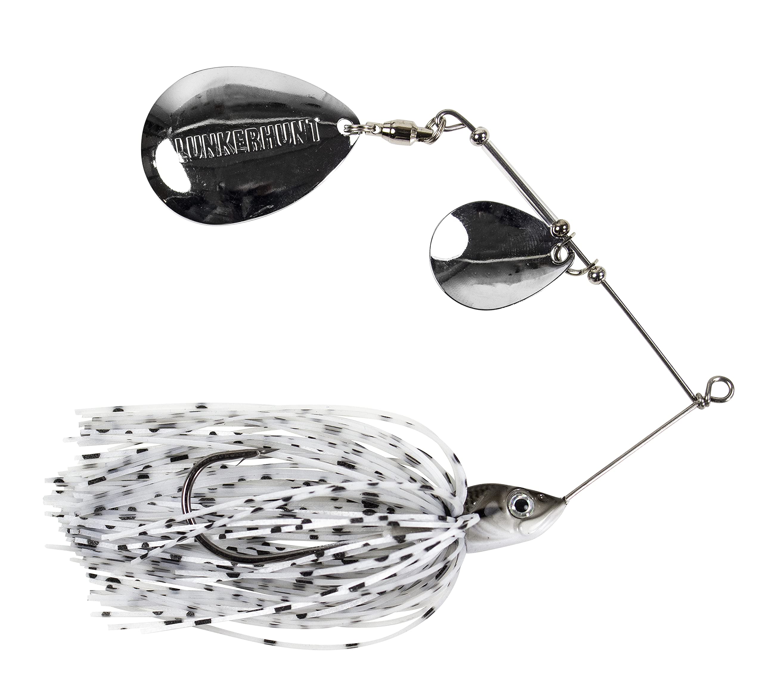 Lunkerhunt Spinnerbait for Bass Fishing, Emits High Vibration | Freshwater Spinning Fishing Lure | Impact Ignite - Willow Leaf Spinnerbait (Salt and Pepper)