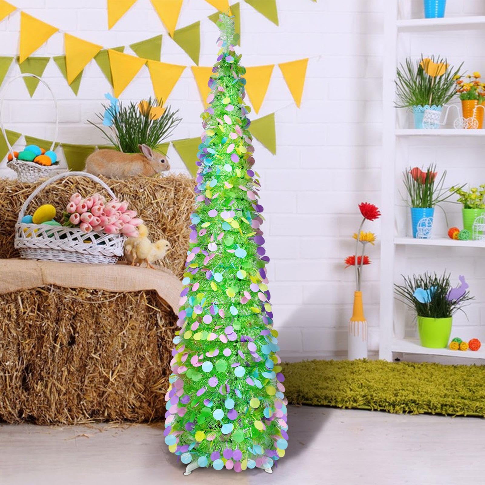 Árbol de de Primavera: Mini Soporte Festivo para Estilo temático navideño, Colgantes Coloridos, escaparate de Temporada Brillante para reuniones Familiares, Escultura Inspirada en