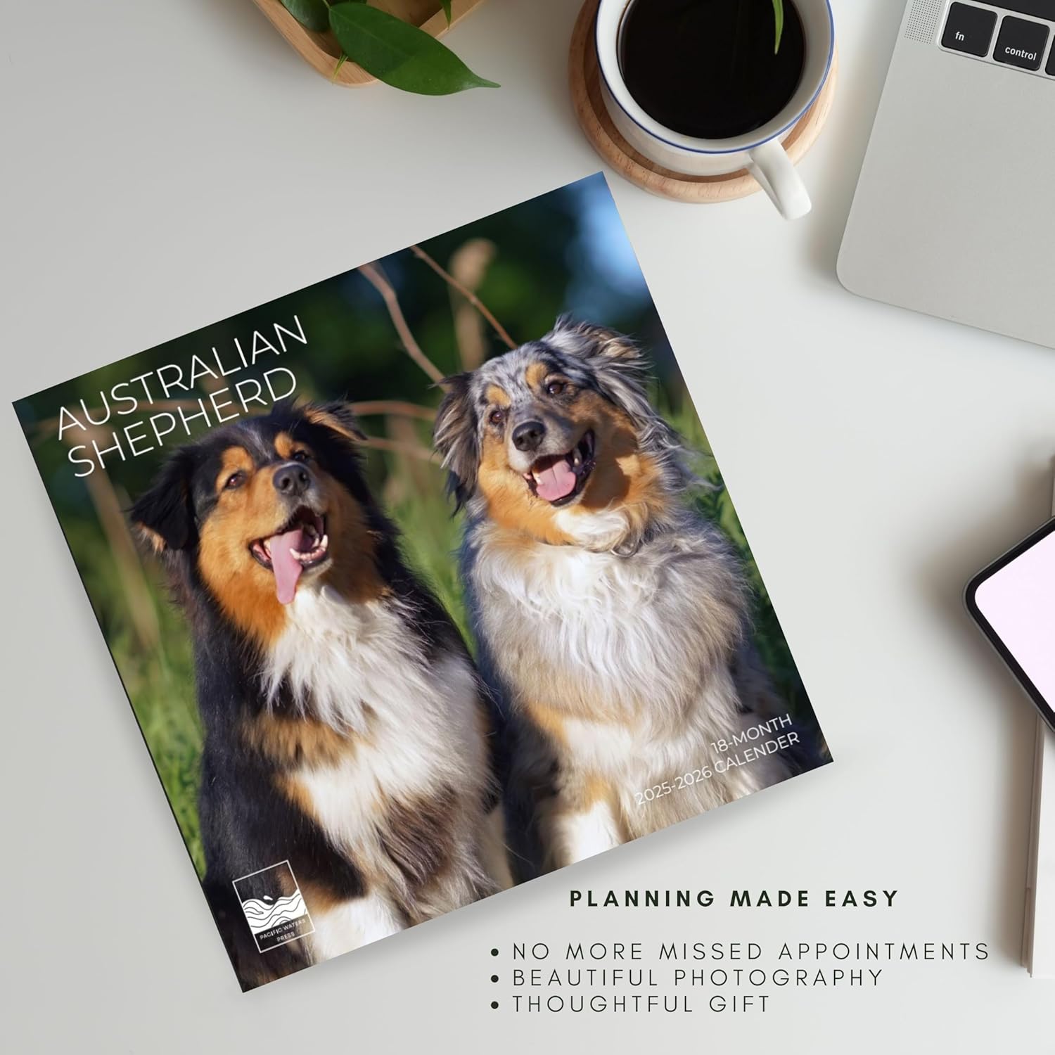 Australian Shepherds Wall Calendar 2026 | Cute Dog Calendar | 12" x 24" Open | Giftable | Thick & Sturdy Paper for Organizing & Planning | Pacific Waters Press (Australian Shepherds)
