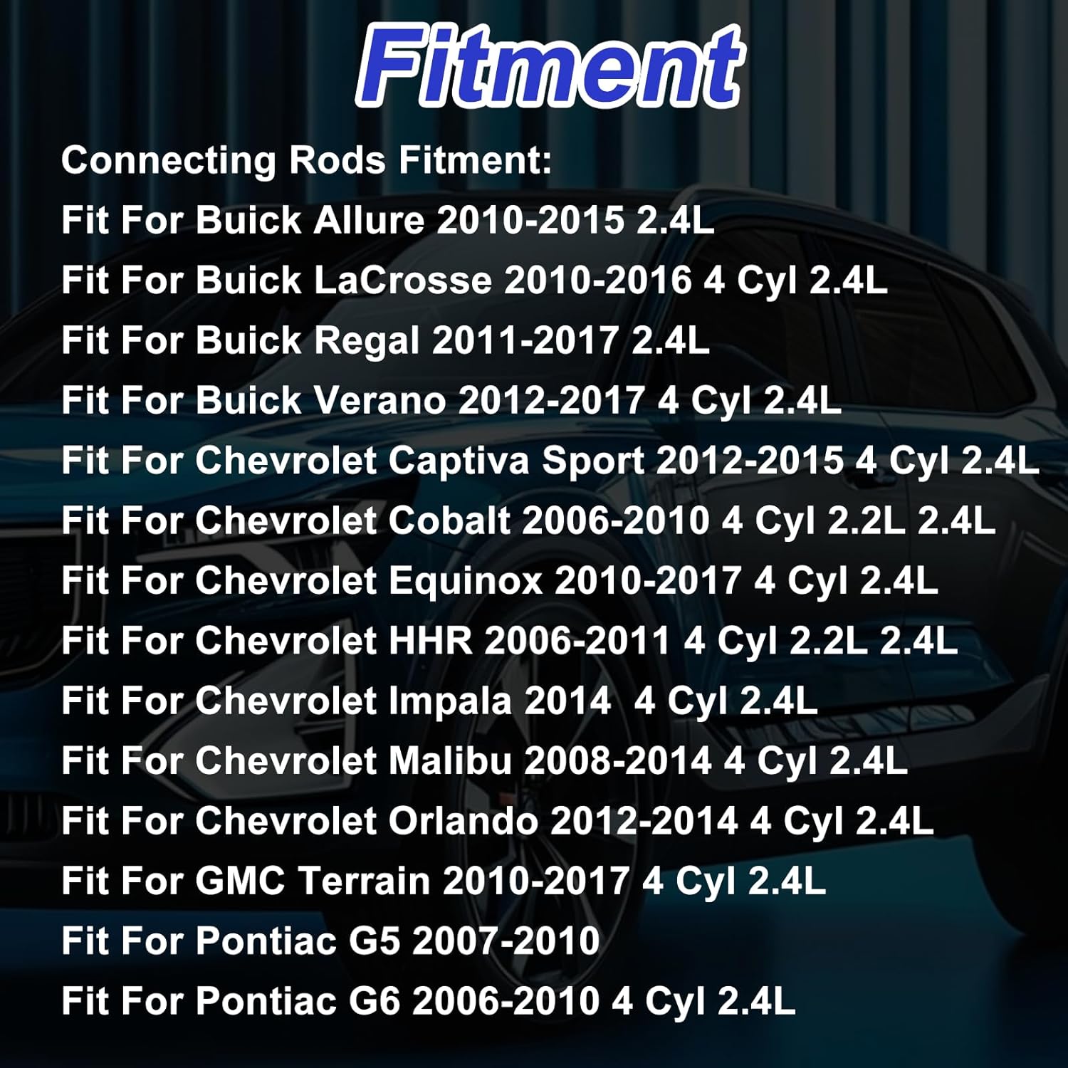 2.4 Engine Rebuild Overhaul Connecting Rod & Pistons Kit MLS Head Gasket Bolts Set Fit For Buick Chevrolet GMC Allure LaCrosse Regal Equinox HHR Terrain G5 G6 2.4L 2010-2017 Replace HS54874 12578164