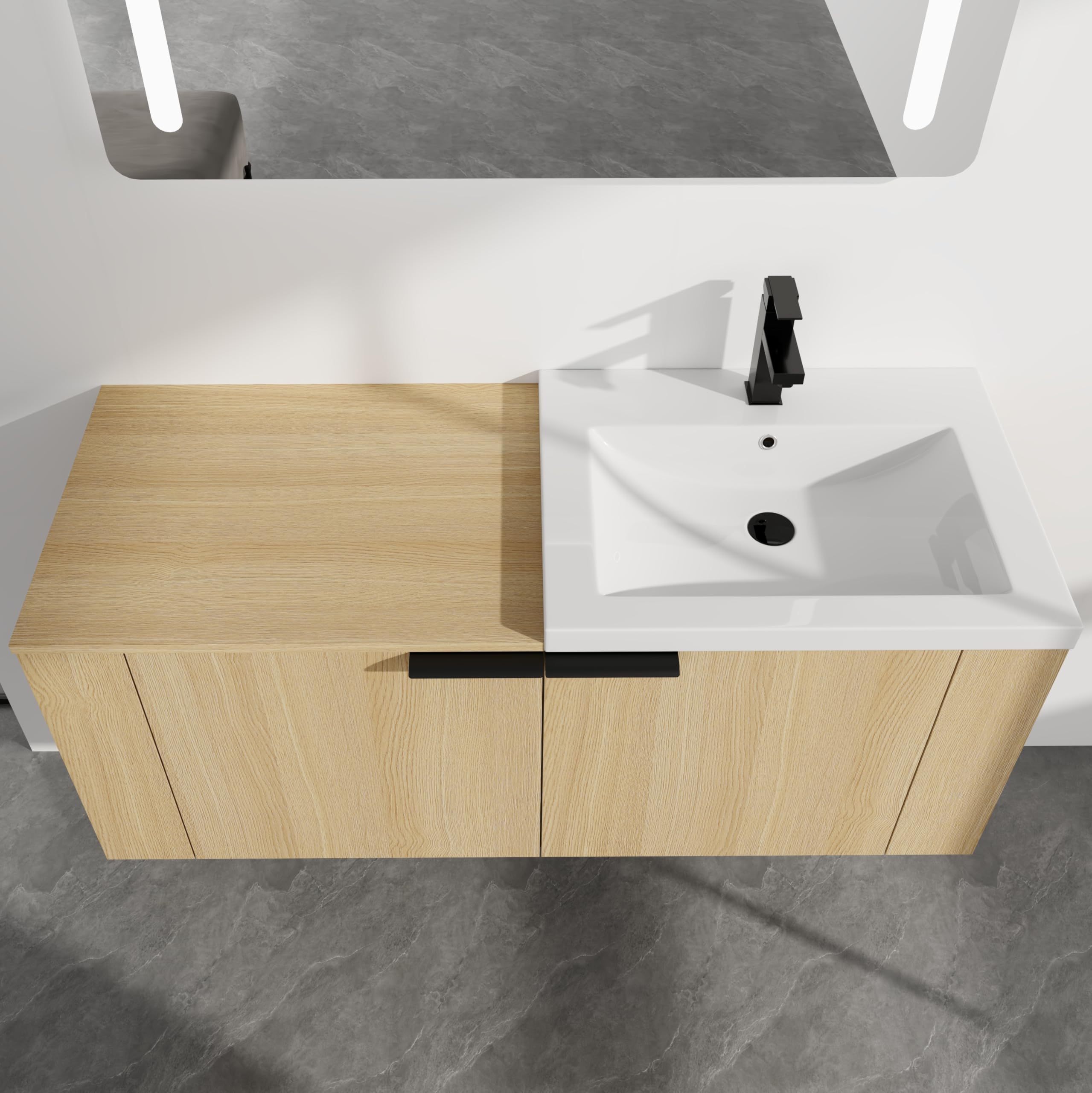 48 Inch Floating Bathroom Vanity, 48" Bathroom Vanity with Sink, Single ...