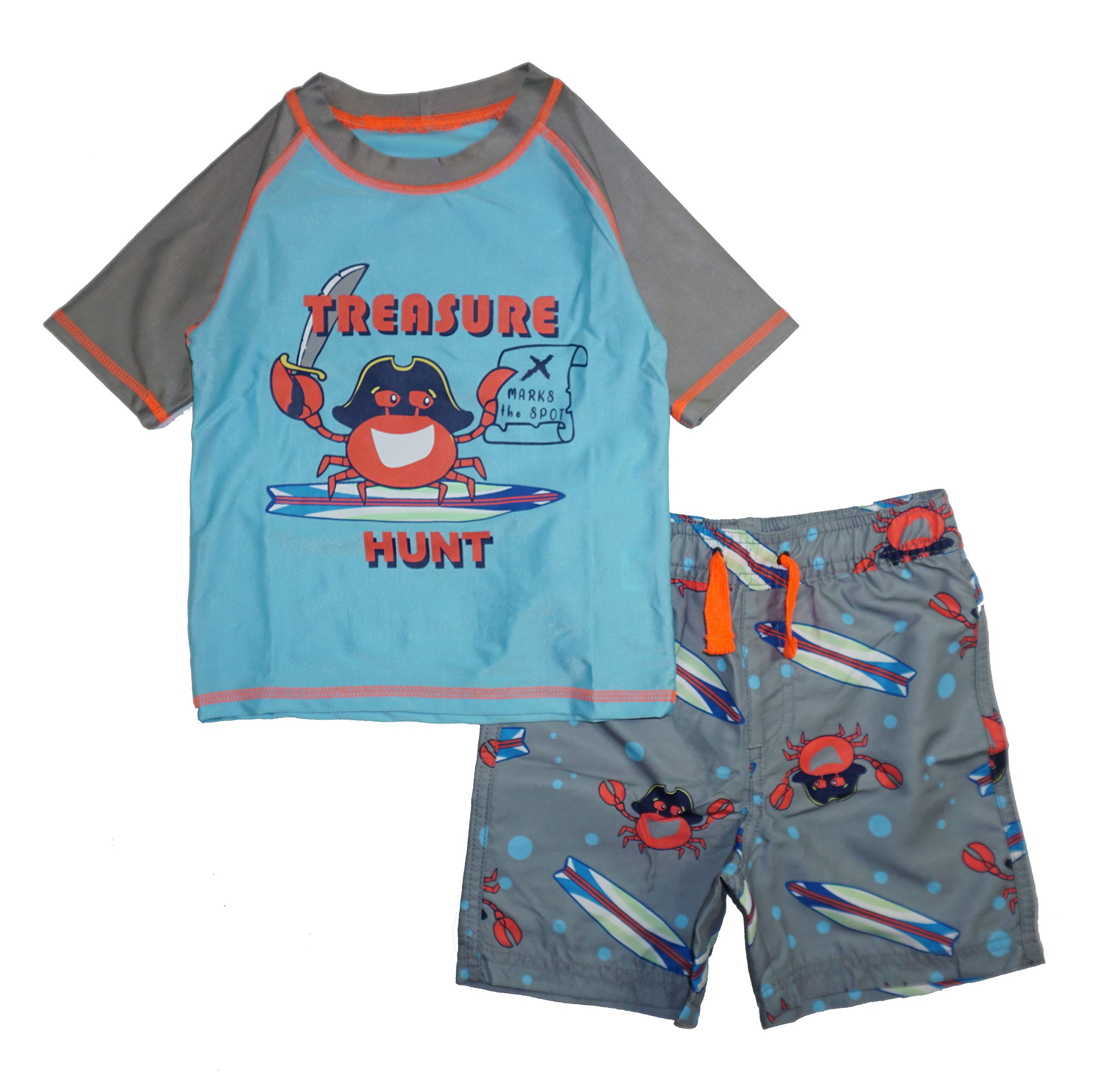 Quicksand Boys' 2-Piece UPF 50+ Rash Guard and Swimsuit Trunks Set
