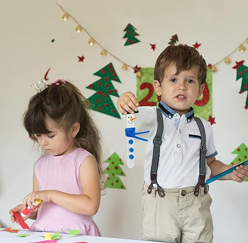 Miniatura 7 de 4E's Novelty Kit de manualidades de palo de muñeco de nieve de Navidad (paquete de 12) para manualidades de Navidad a granel para niños pequeños de