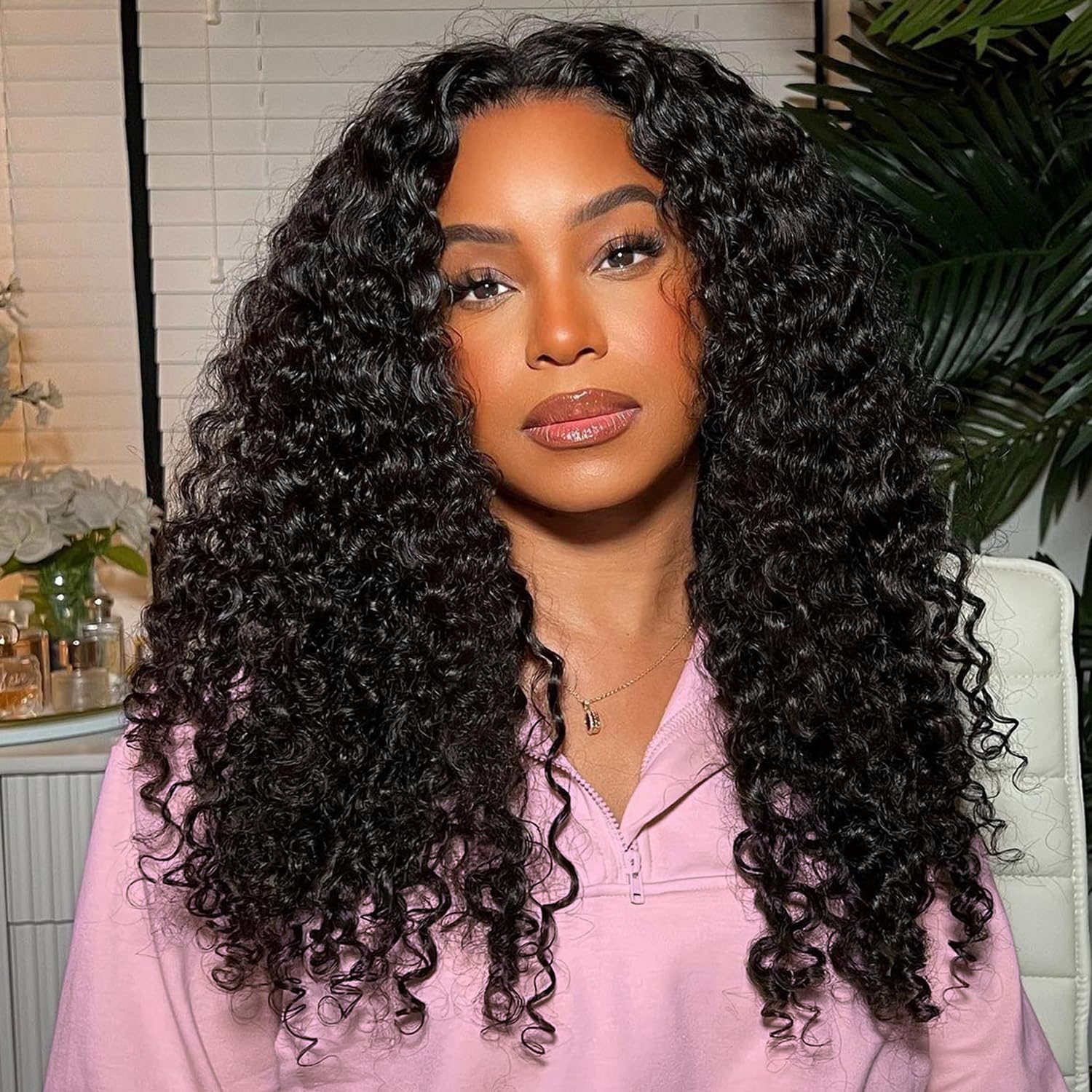 Half Wig Human Hair Deep Wave 200% Density 3 In 1 Drawstring Seamless Flip Over Half Wigs Beginner Friendly Curly Wear Go Glueless Headband Wigs Human Hair for Black Women Natural Color 18 Inch