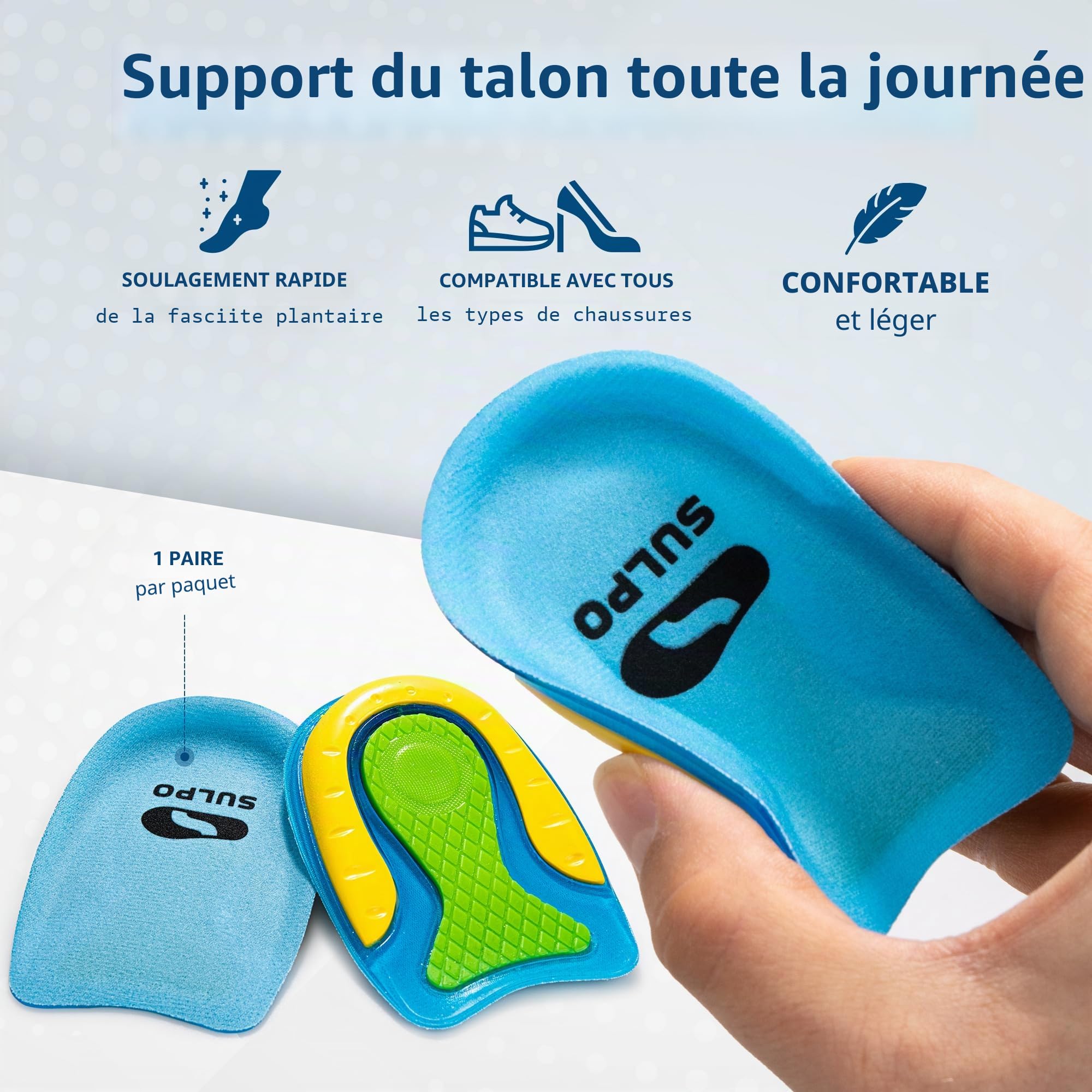 Spornfix Semelles de talon en gel pour soulager la fasciite plantaire, l'épine