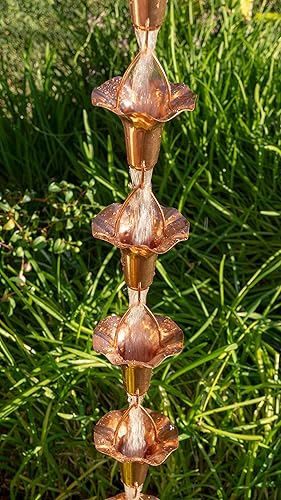 Miniatura 4 de Stanwood Rain Chain Morning Glory - Cadena de lluvia de cobre, 8 pies