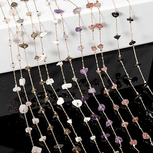 Miniatura 6 de KAOYOO Cadena de piedra volcánica de 2 yardas para decoración de bodas, manualidades de costura, accesorios de bricolaje (2 yardas, blanco)