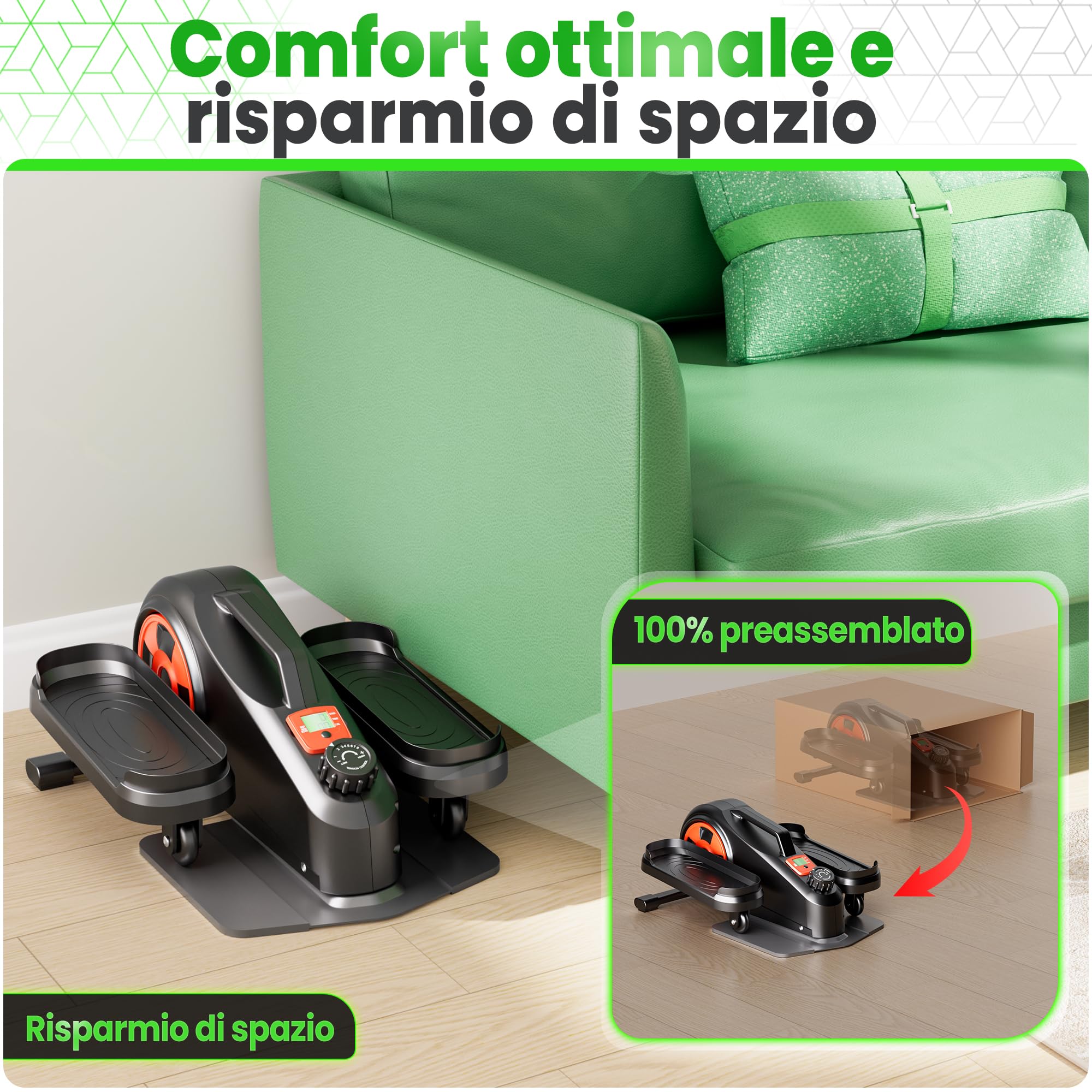 Ultrasport Stepper per casa, mini stepper fitness, 2 in 1, con corde di alimentazione e display LCD, per fitness a casa, mini stepper