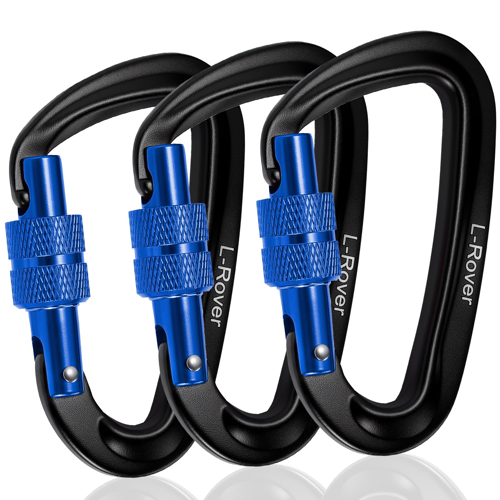 3 Heavy Duty Carabiner Clips 12kN (2697 lbs)-Lightweight Locking Carabiners for Securing Pets，Camping, Hiking, Hammock，Outdoor and Gym etc, Keychains&