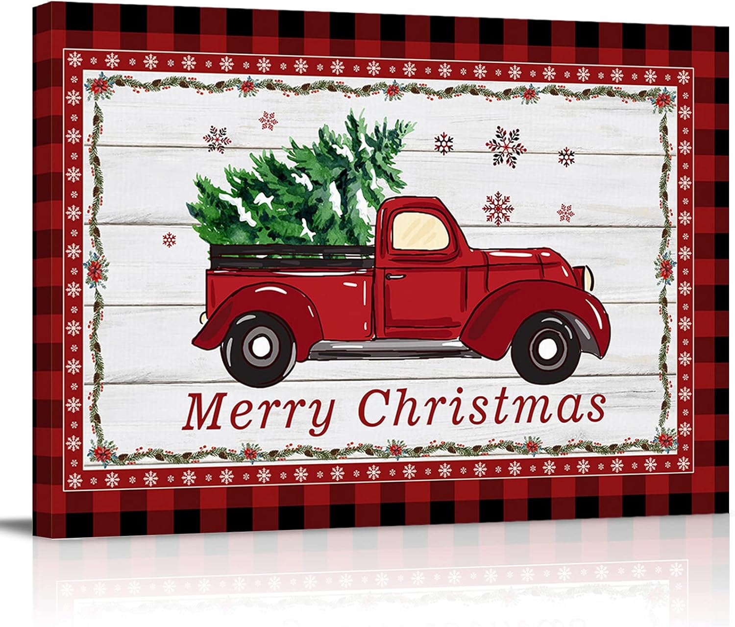 Canvas Prints Wall Art Christmas Farmhouse Car Pine Tree