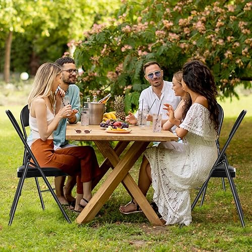 Miniatura 2 de Paquete de 4 sillas plegables con cojín acolchado, silla de metal con marco de acero de capacidad de 450 libras y asiento cómodo, silla plegable