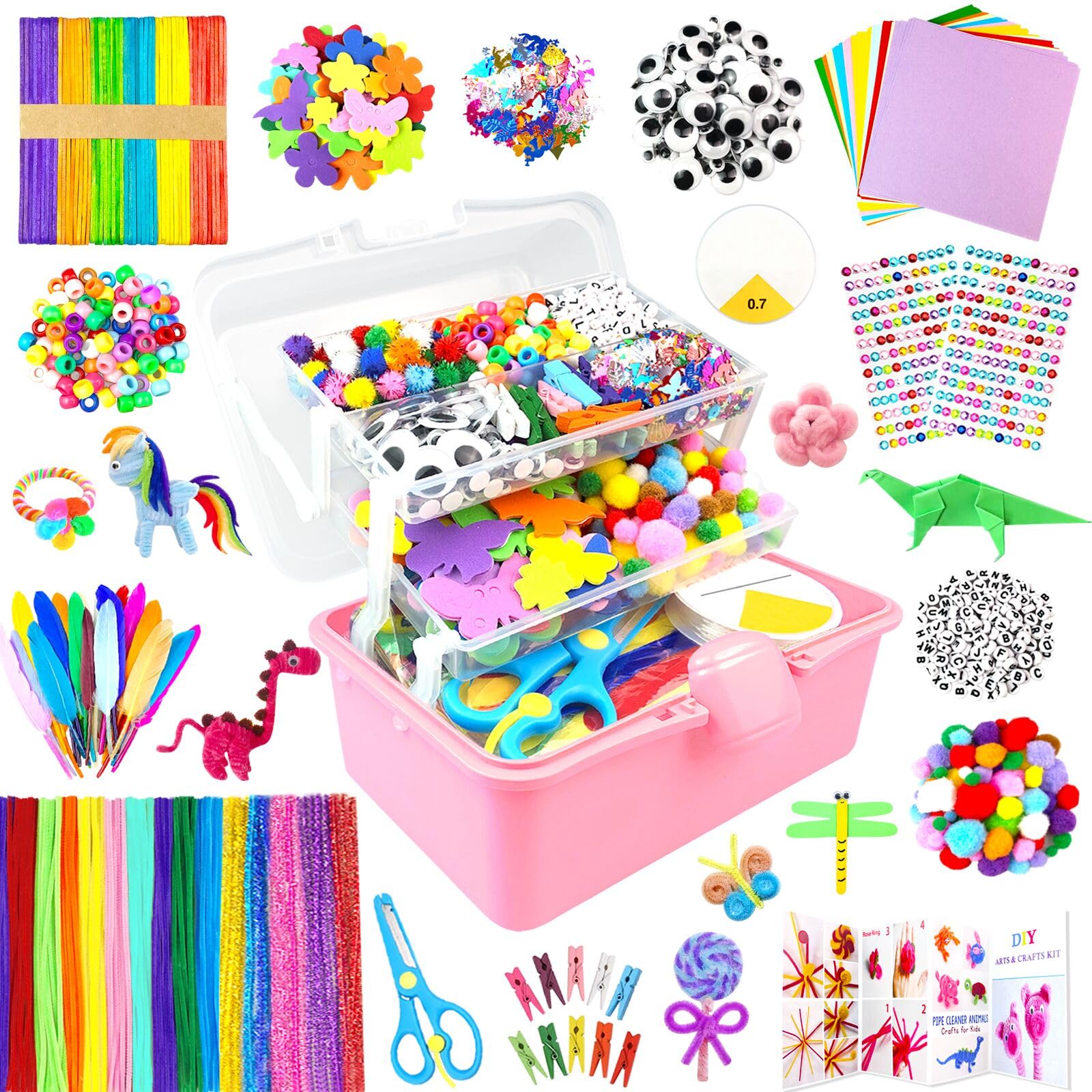 3000 Pezzi Lavoretti Creativi per Bambini, DIY Art Craft Set Scovolini Colorati per Lavoretti, Mestiere Fai da Te Decorazioni, Kit Creativo Giochi Giocattoli Regali Ragazze e Ragazzi 4-8, 8-12 Anni