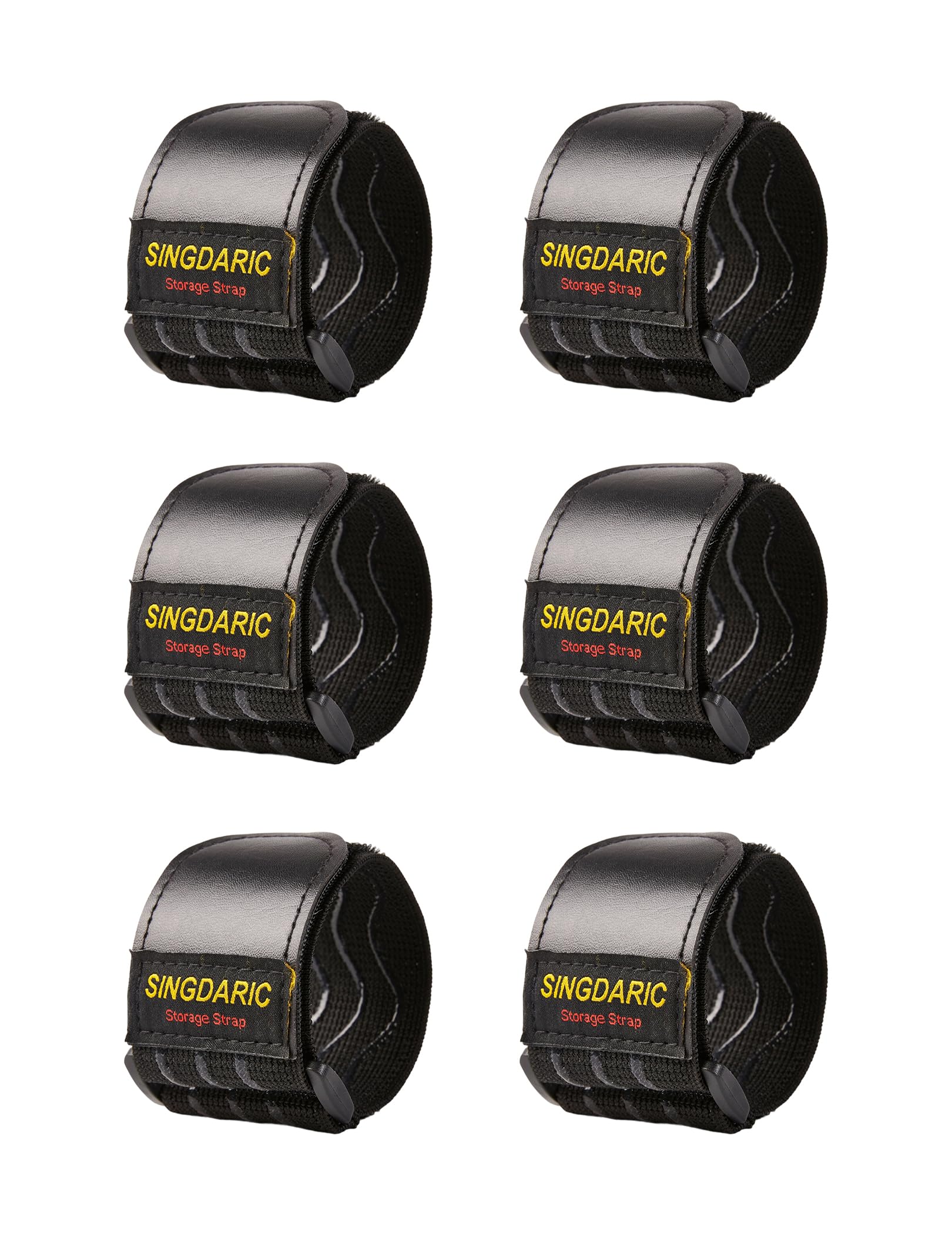 elastic cinch and elastic strap - 6 pack (12"x2") with anti-slip strips, heavy duty multipurpose hook for extension cords, cables, ropes, hoses, bike or pant garters - cable velcro straps