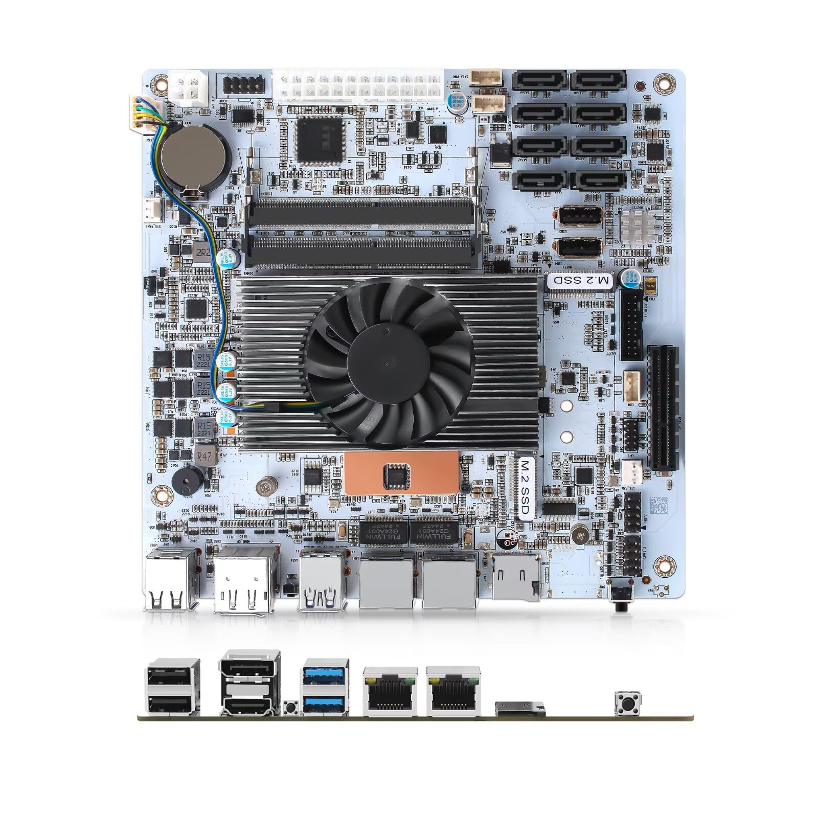 Mni ITX NAS Motherboard 8 Bay i5 8265U, 17X17cm PC Mainboard mit 2x 2.5GbE LAN, 2 x DDR4 Slot, 2 x NVMe, 1x PCI-Ex4, Support VT-x/VT-d, HD+DP 4K, Barebone