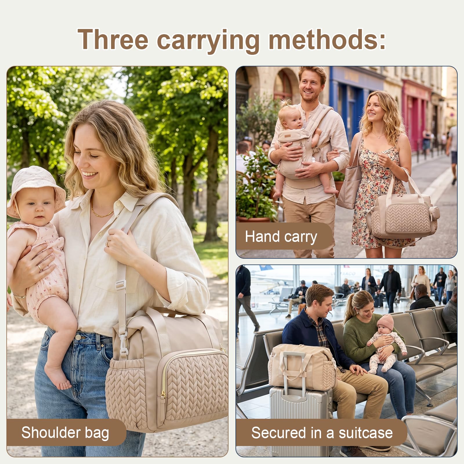 Cozary Borsa Fasciatoio Neonato 16 Tasche Scomparti Termici per Biberon Multifunzionale Tracolla Viaggio