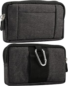 Cell Phone Belt Clip Pouch Men, Cell Phone Waist Bag for Men Small, 5.2" Horizontal Men Clutch Bags Mobile Phone Belt Loop Holster Case Mini Outdoor Travel Pouch Waist Purse Fanny Pack with Carabiner