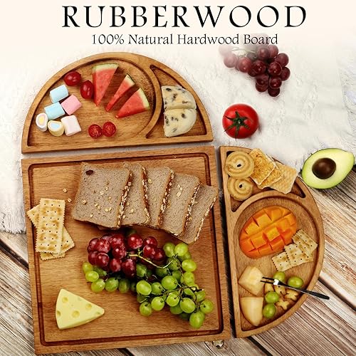 Miniatura 4 de Juego de regalo de tablero de charcutería de madera maciza de alta calidad, tablero magnético extra grande para quesos con bandeja de madera,