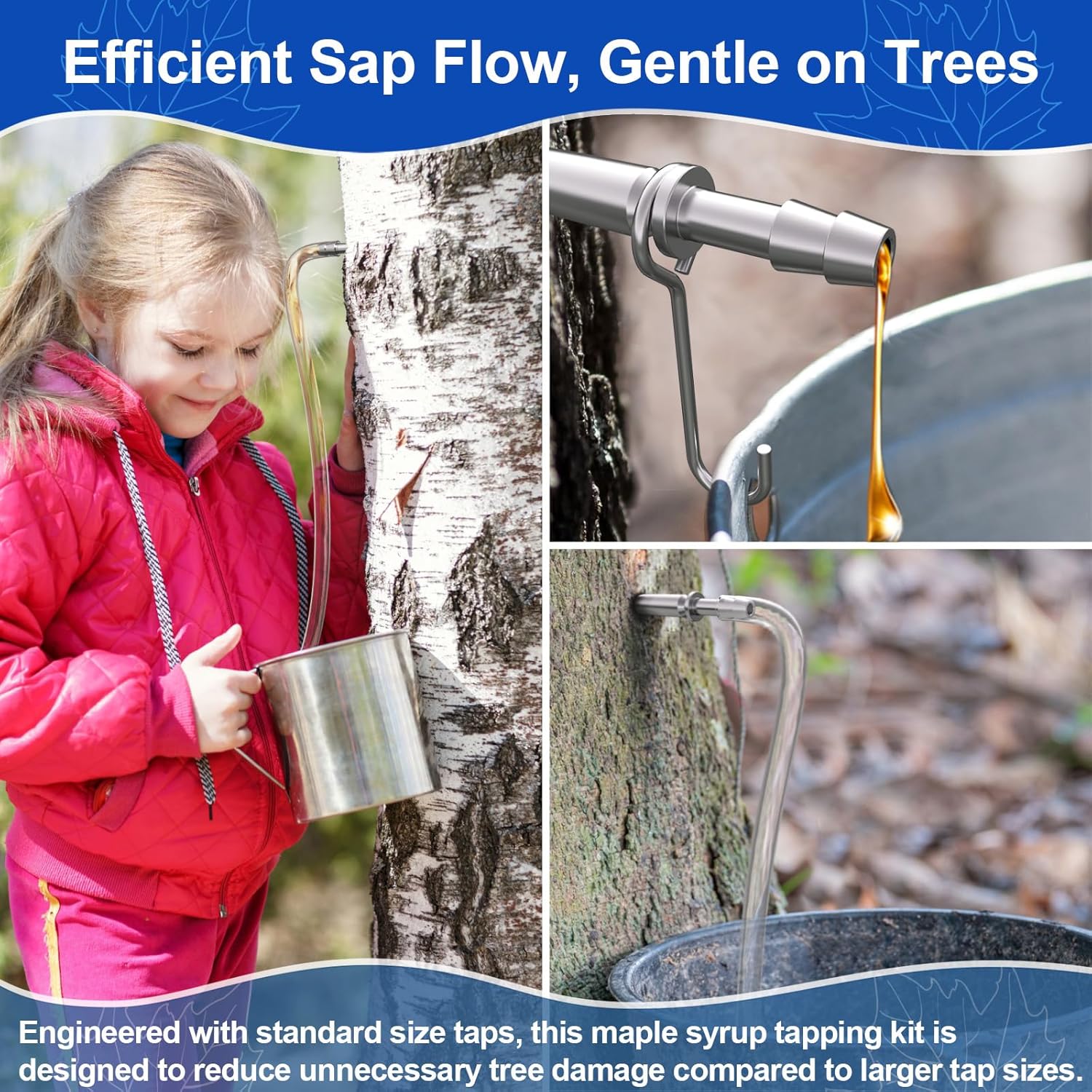 Maple Syrup Tapping Kit, (6 Set) Maple Tree Tapping Kit with Stainless Steel Maple Syrup Taps, Hooks, 3FT Food Grade Sap Tubes, Maple Syrup Filter, Tree Sap Tapping Kit for Maple Syrup Making Supplies