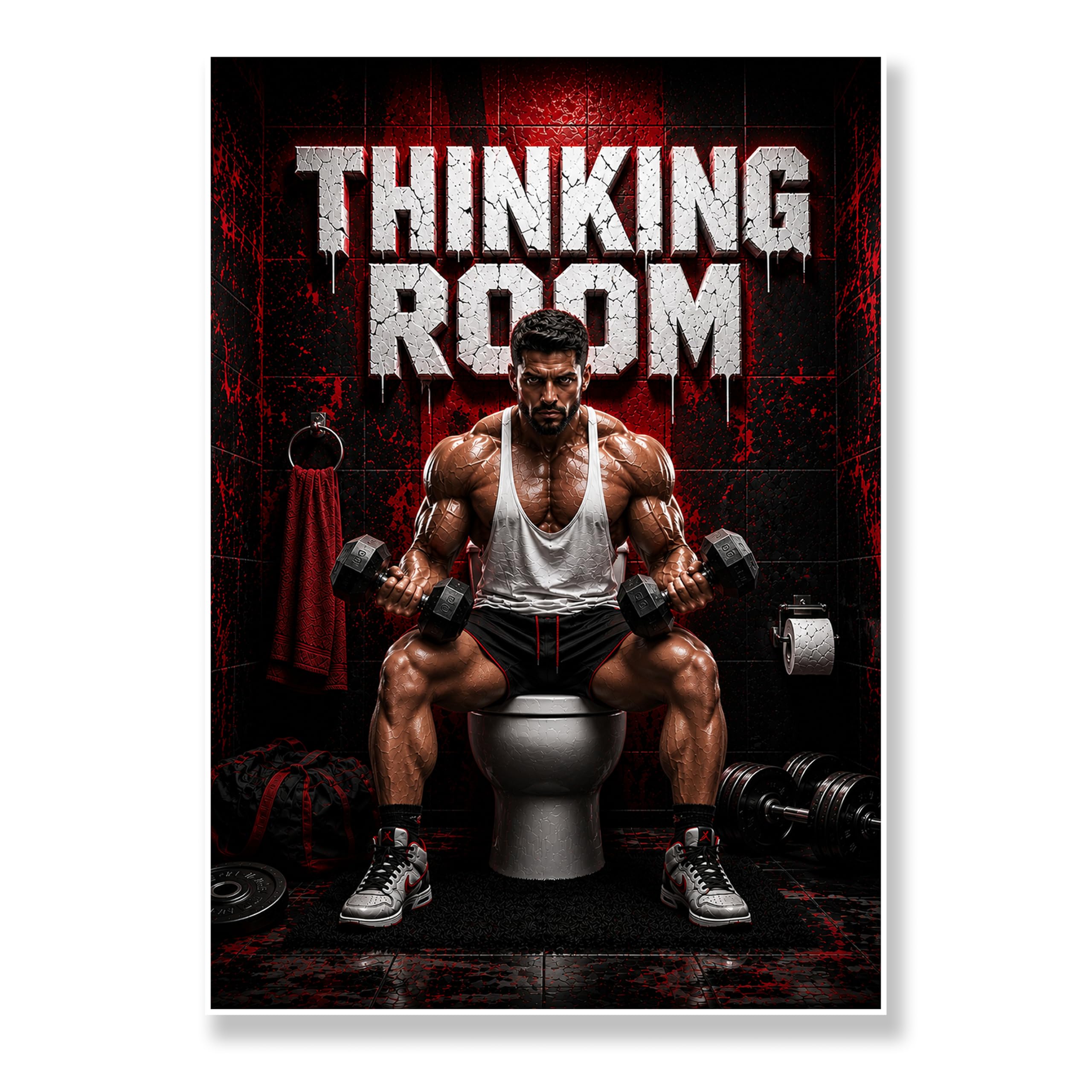 GBN Gallery Thinking Room Toilet Door Sticker, Bathroom Door Sign, Motivational Fitness Wall Restroom Decor for Gym, Workout Room & Fitness Centre, Waterproof Self Adhesive Wall Art (11.5 x 8.2 Inch)-image-47