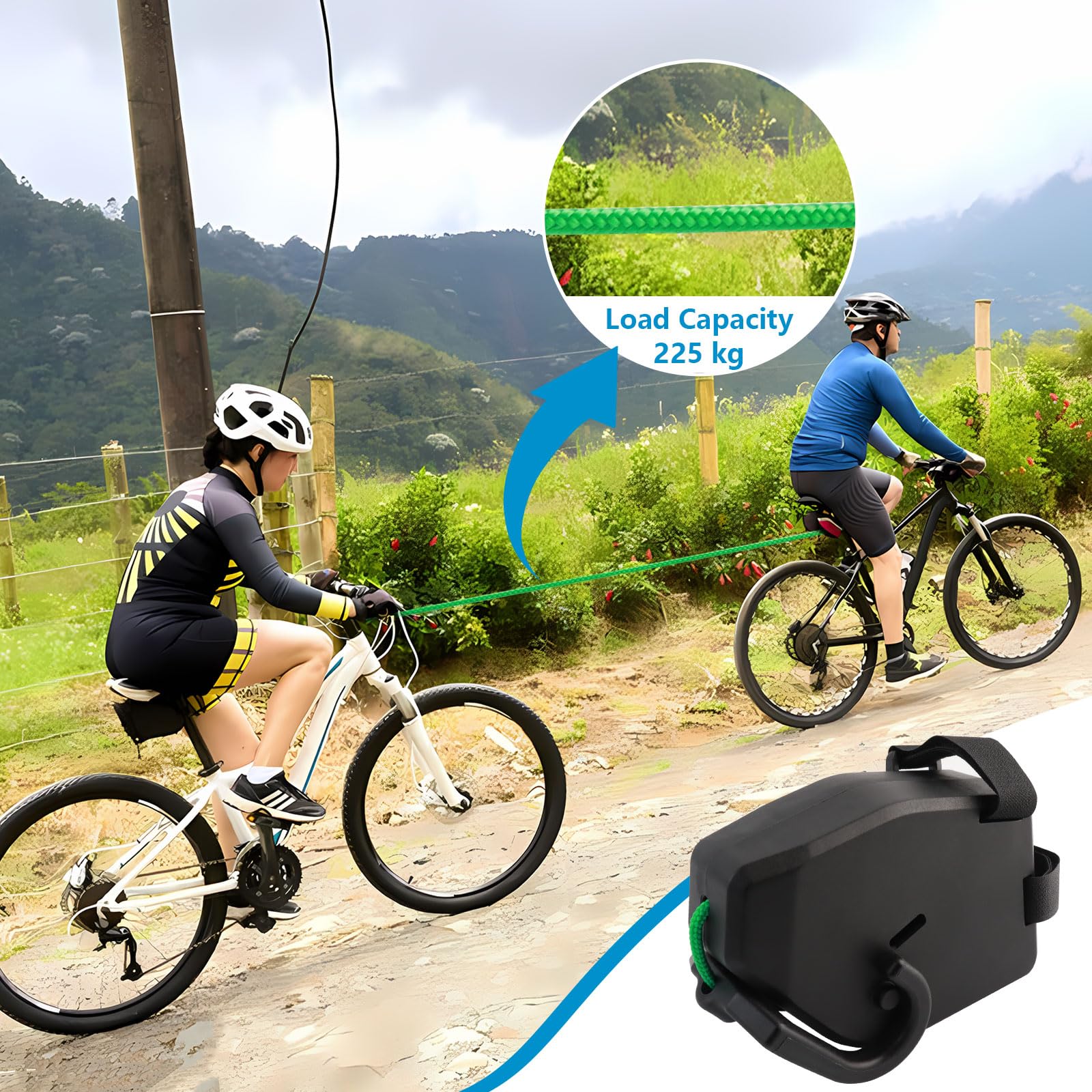 Barre De Traction Vélo 2.5m Rétractable Pour Enfants - Corde De Remorquage VTT 500 Lbs