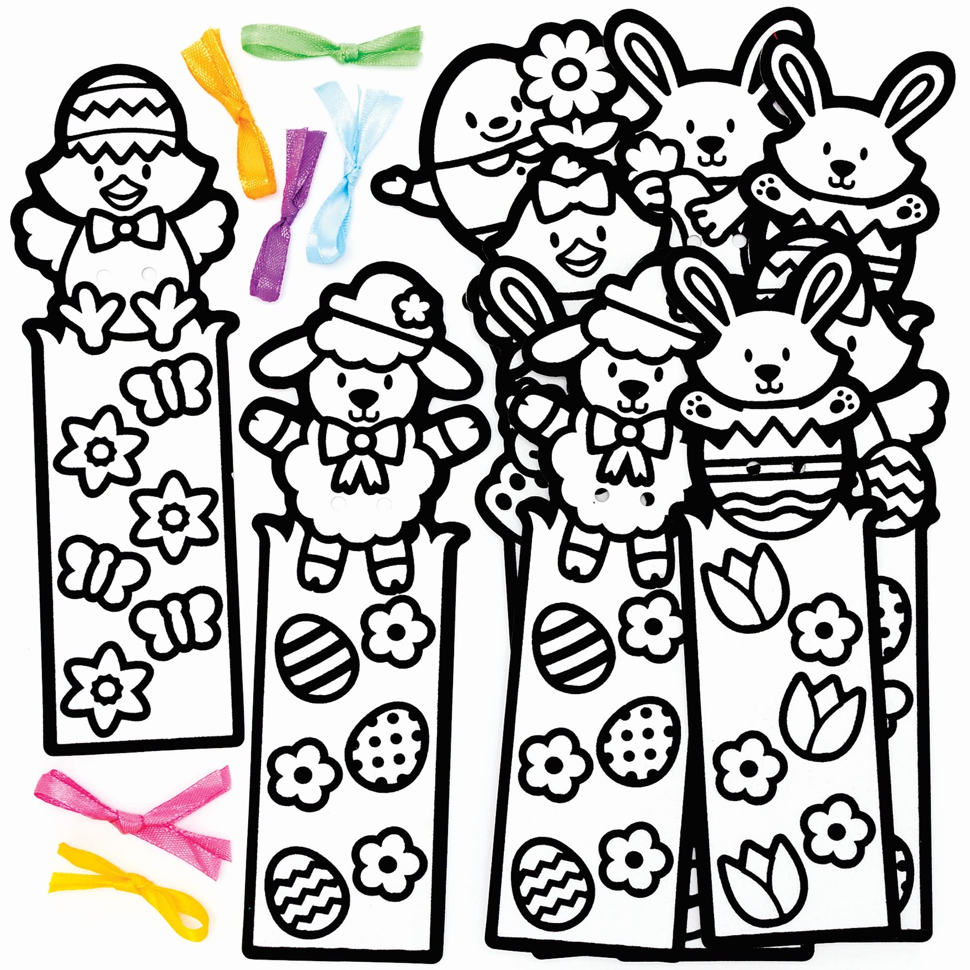 Baker Ross Easter Fuzzy Art Bookmarks - Pack of 12, Easter Fuzzy Felt Sets for Children (FC623)