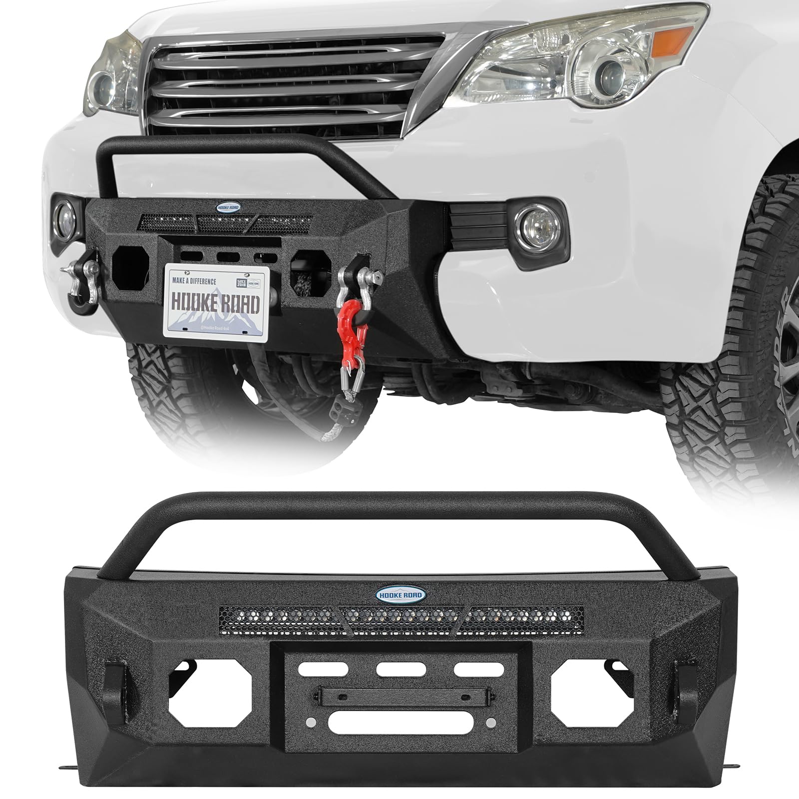 Amazon.com: Hooke Road Stubby Front Bumper with 72W LED Light Bar