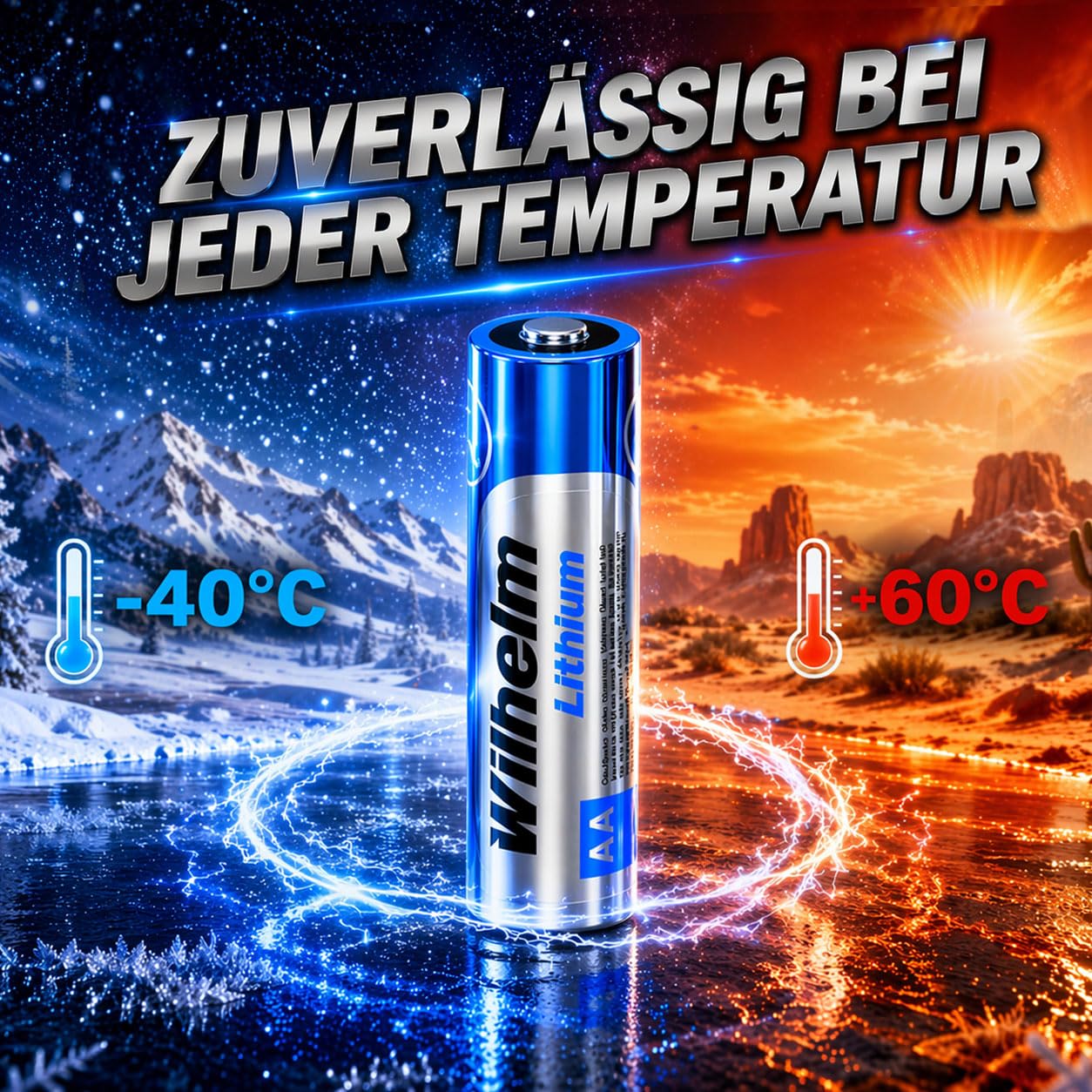 Wilhelm Lithium AA Batterien Mignon LR6 1,5 V Lange Laufzeit – 100 Stück